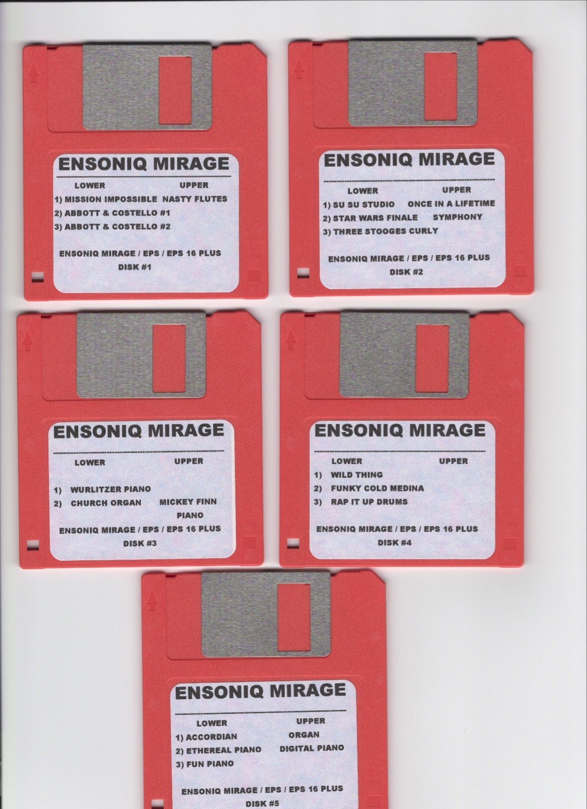 ENSONIQ MIRAGE NEW DISK SET!! MIRAGE/EPS/EPS 16+ COMPLETE 15 SET DISK!! SET#1