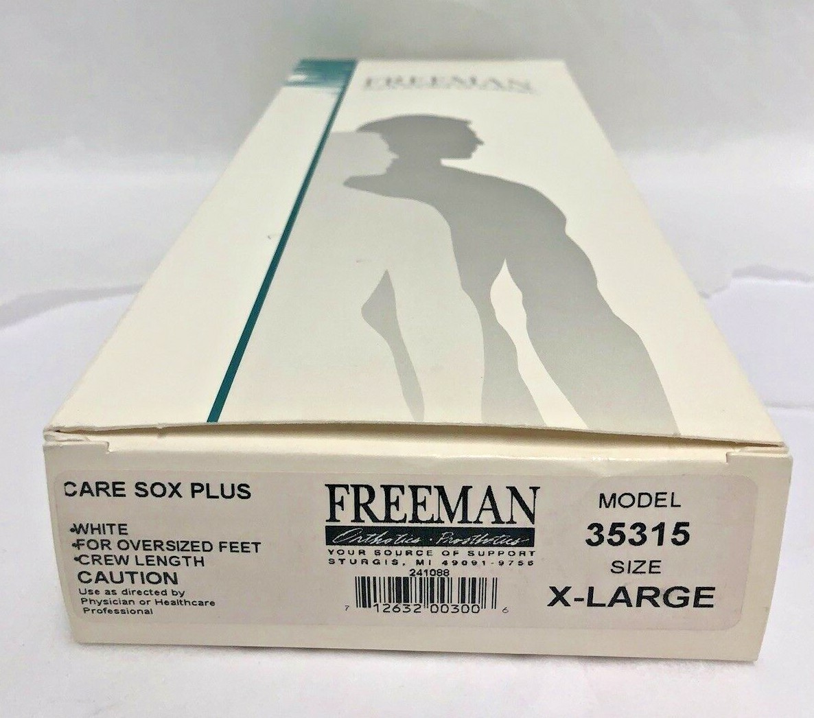 Freeman Care Sox Plus Support Socks For Oversized Feet, White Model 35315