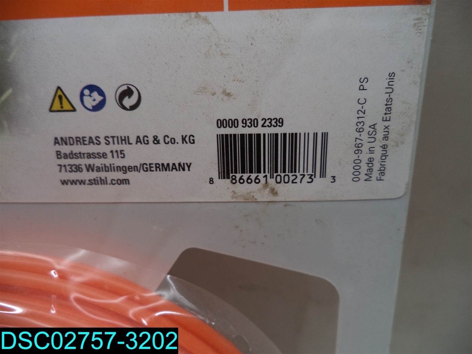 QTY=7: Stihl 0.095" Diameter x 140' Orange Nylon Trimmer Line 886661002733