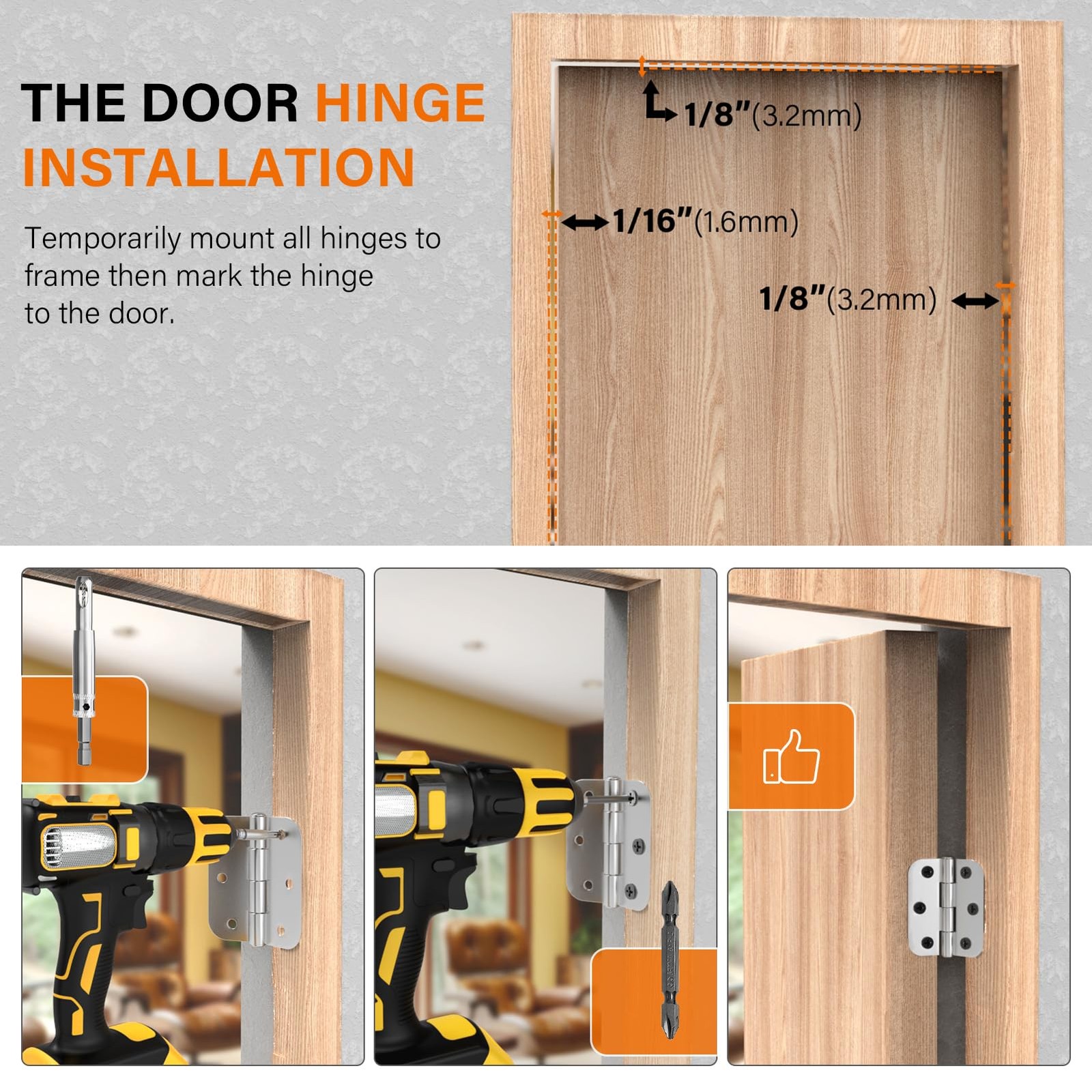 Door Hinge Jig, Door Hinge Mortiser Hinge Installation Kit, Hinge Jig for Doo...