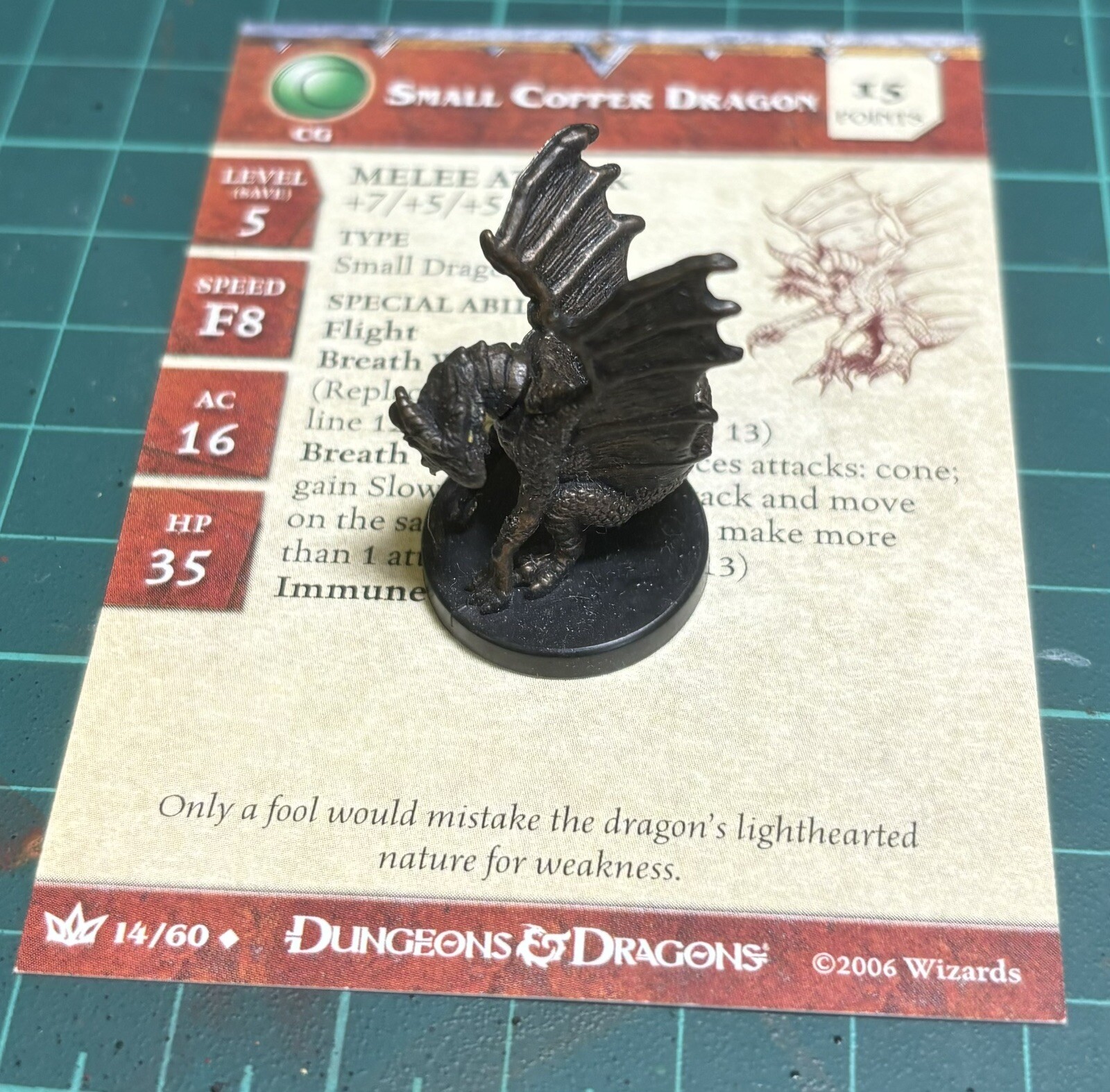 Dungeons & D&D Miniatures War of the Dragon Queen SMALL COPPER DRAGON 14/60 Mint