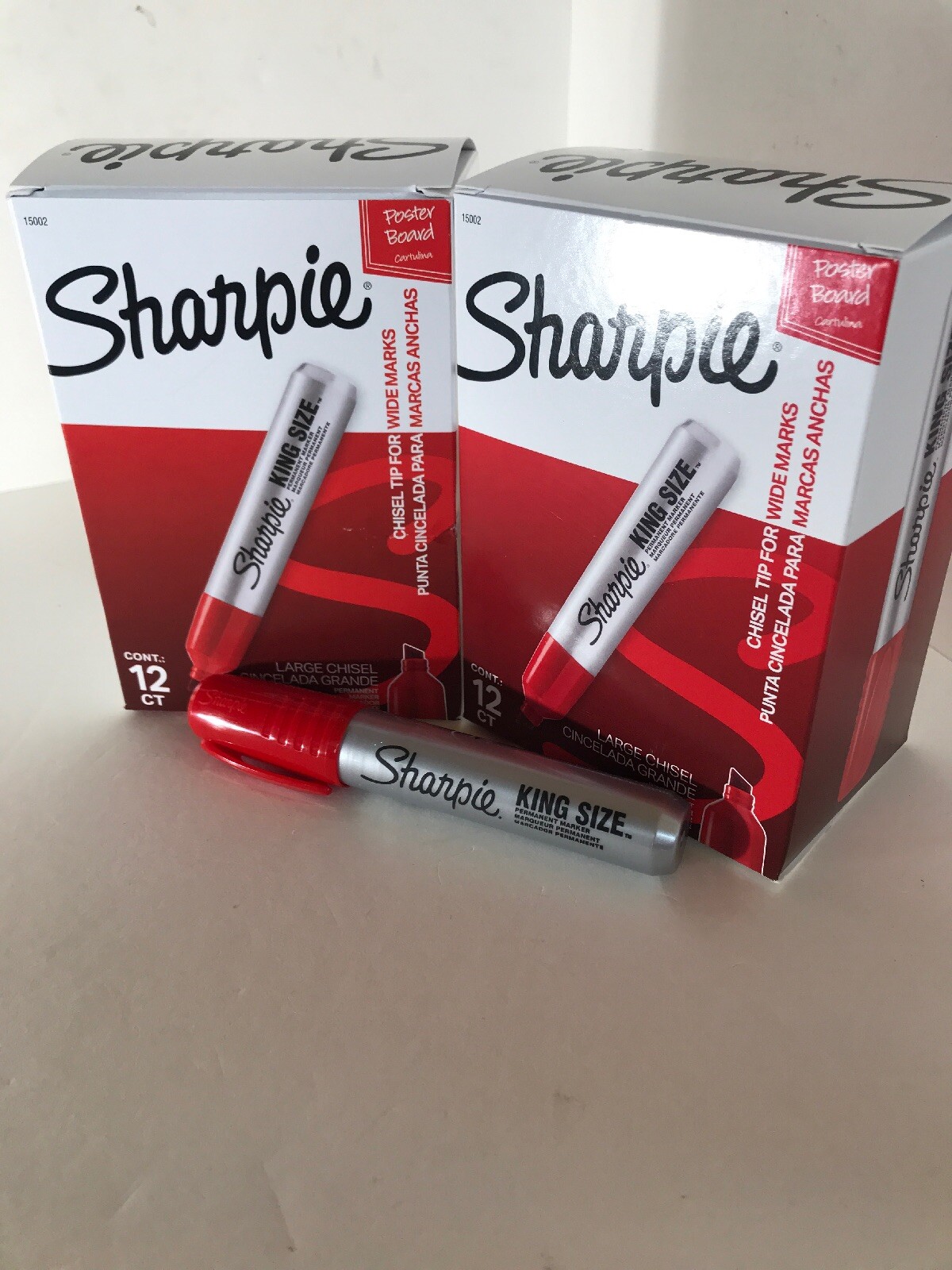 Red Sharpie King Size Permanent Poster Board Marker Chisel Tip Box/12 Brand New