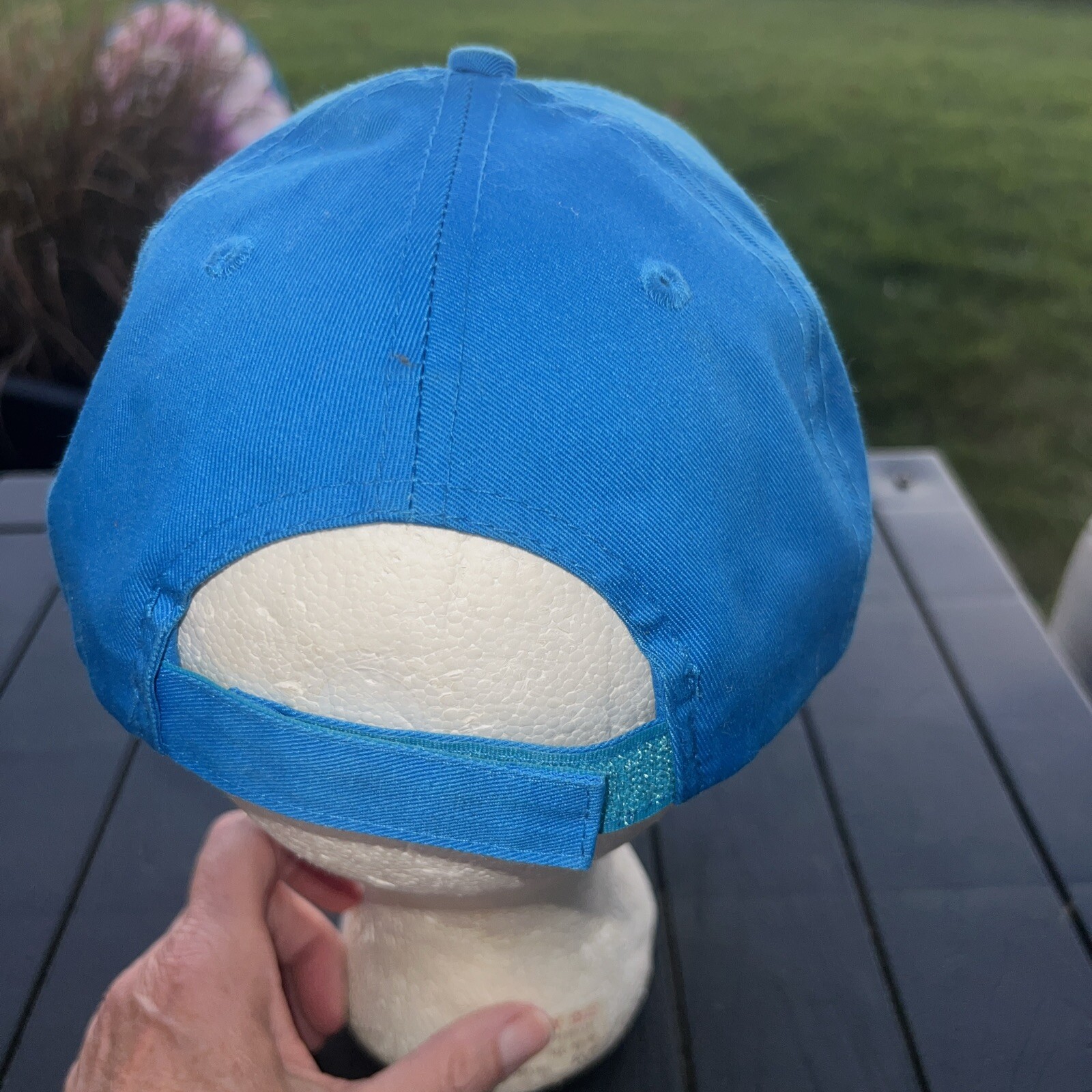 Unsalted Outfitters Fishing on a Lure Bright Blue Hat Cap Hook Loop EUC