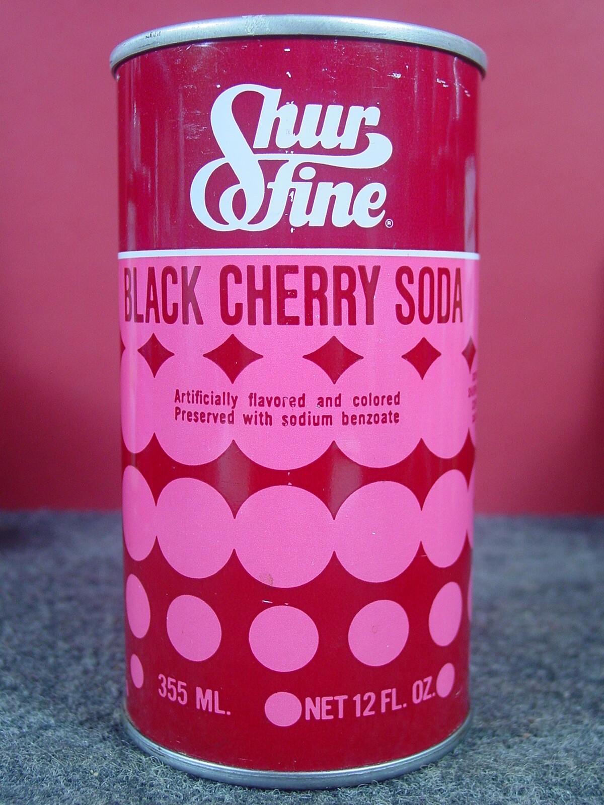1970's SHUR FINE BLACK CHERRY SODA - Worcester, Massachusetts - PULL TAB POP CAN