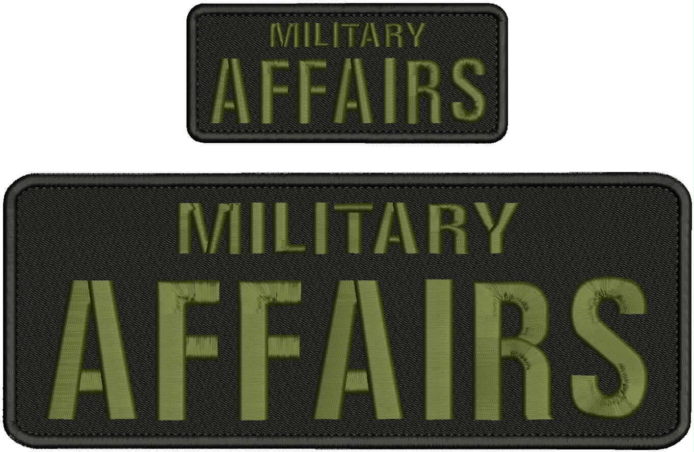 M AFFAIRS EMBROIDERY PATCH 4X11 AND 2X5 HOOK ON BACK  od green on black