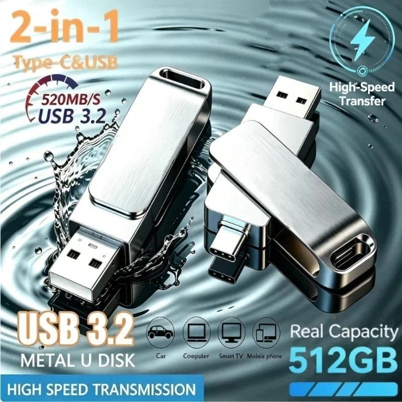 512GB Type C Flash Drive 2 in 1 OTG USB 3.2+USB C Memory Stick Thumb Drive