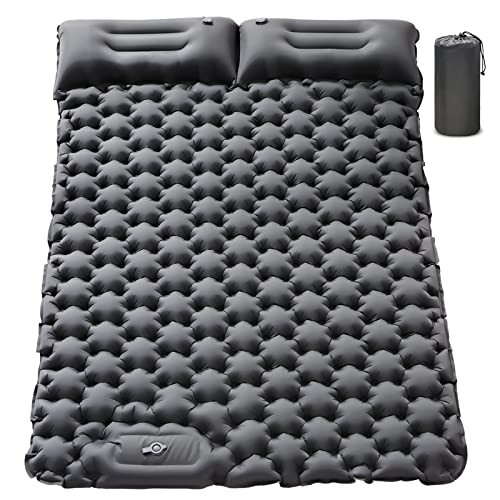 Double Sleeping Pad for Camping - 4" Extra Thick Self Inflating Air Grey-full