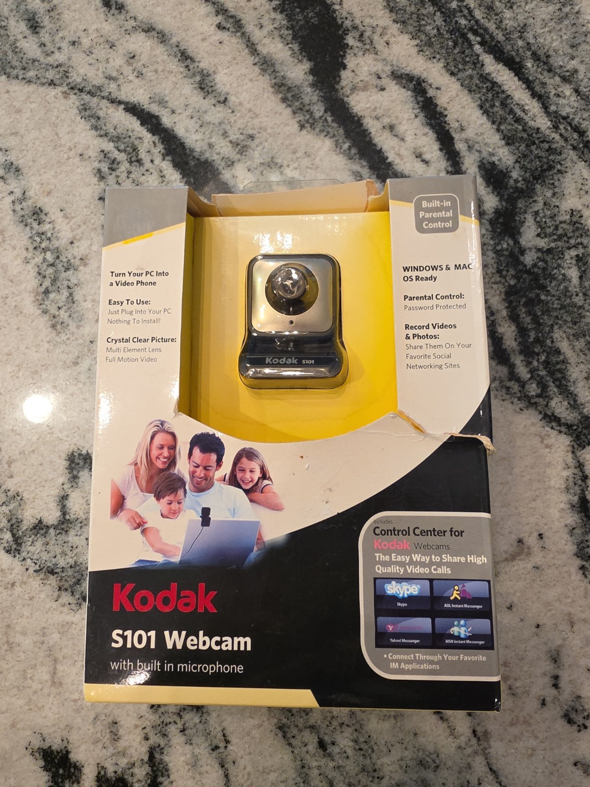 Kodak S101 USB Webcam with Microphone New Open Box Damaged Packaging Retro PC
