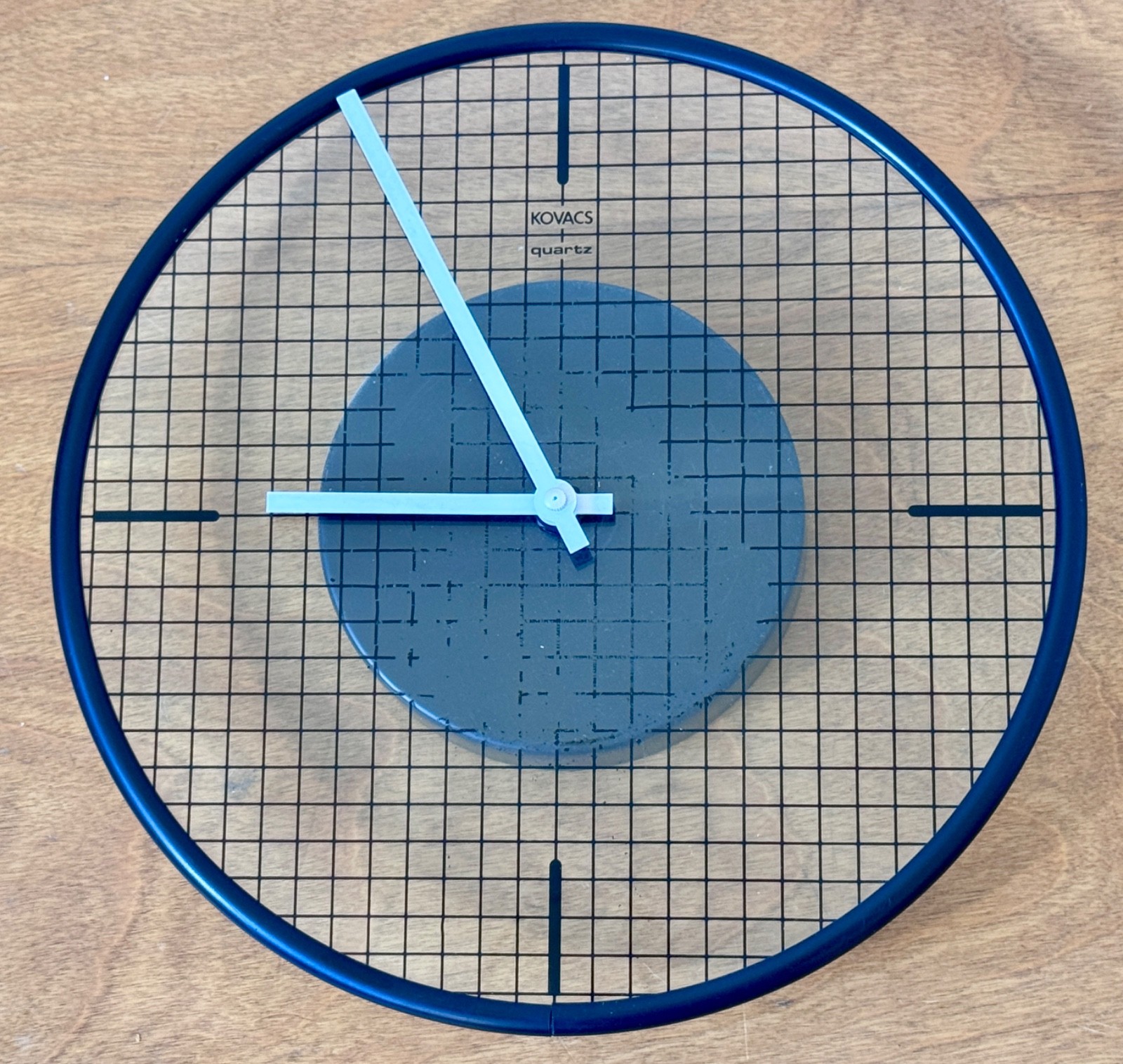 1980 George Kovacs Post Modern Geometric Glass Black Wall Clock Vtg Retro Mcm