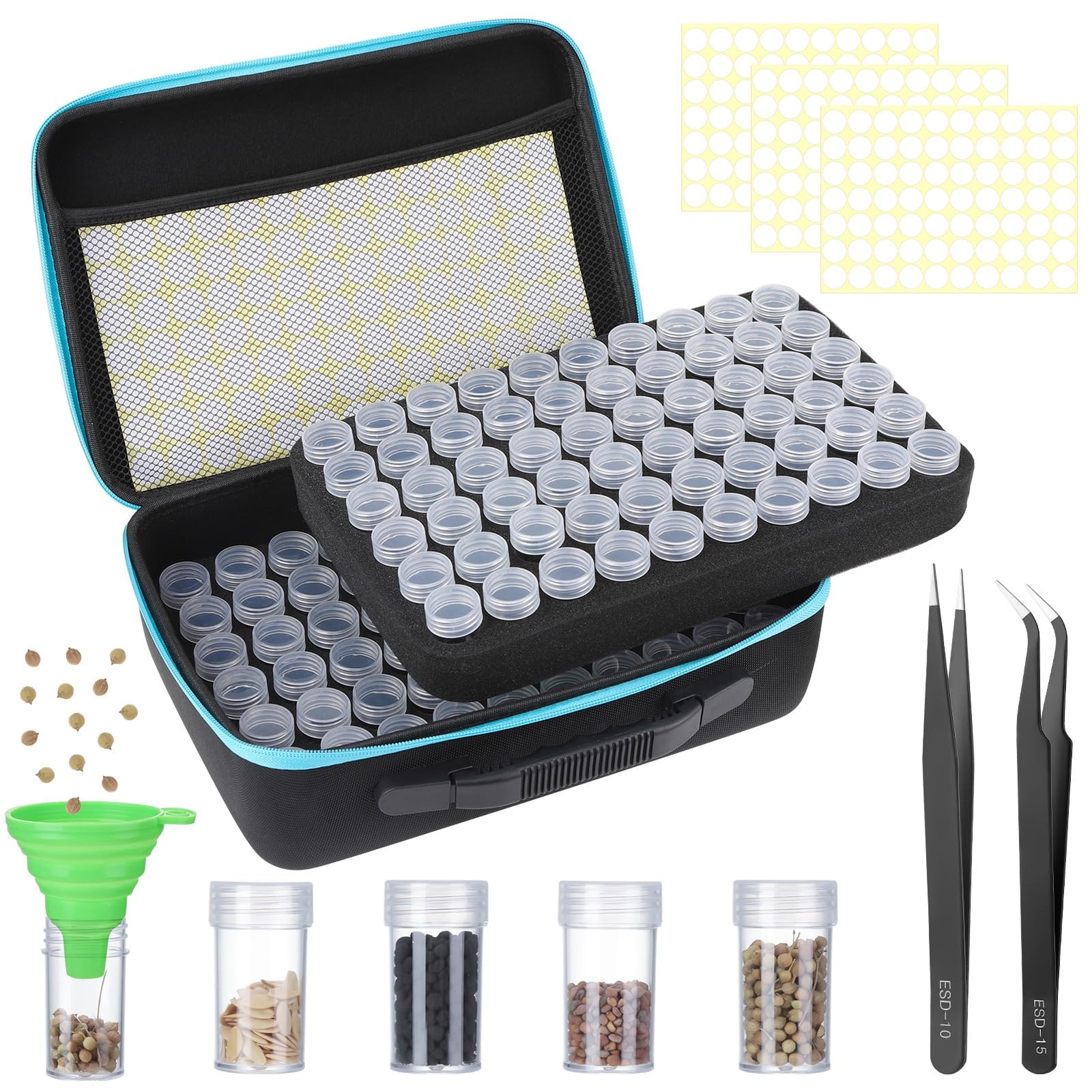 XLSXEXCL120 Slots Seed Storage Organizer Sturdy A-120 Slots, Blue