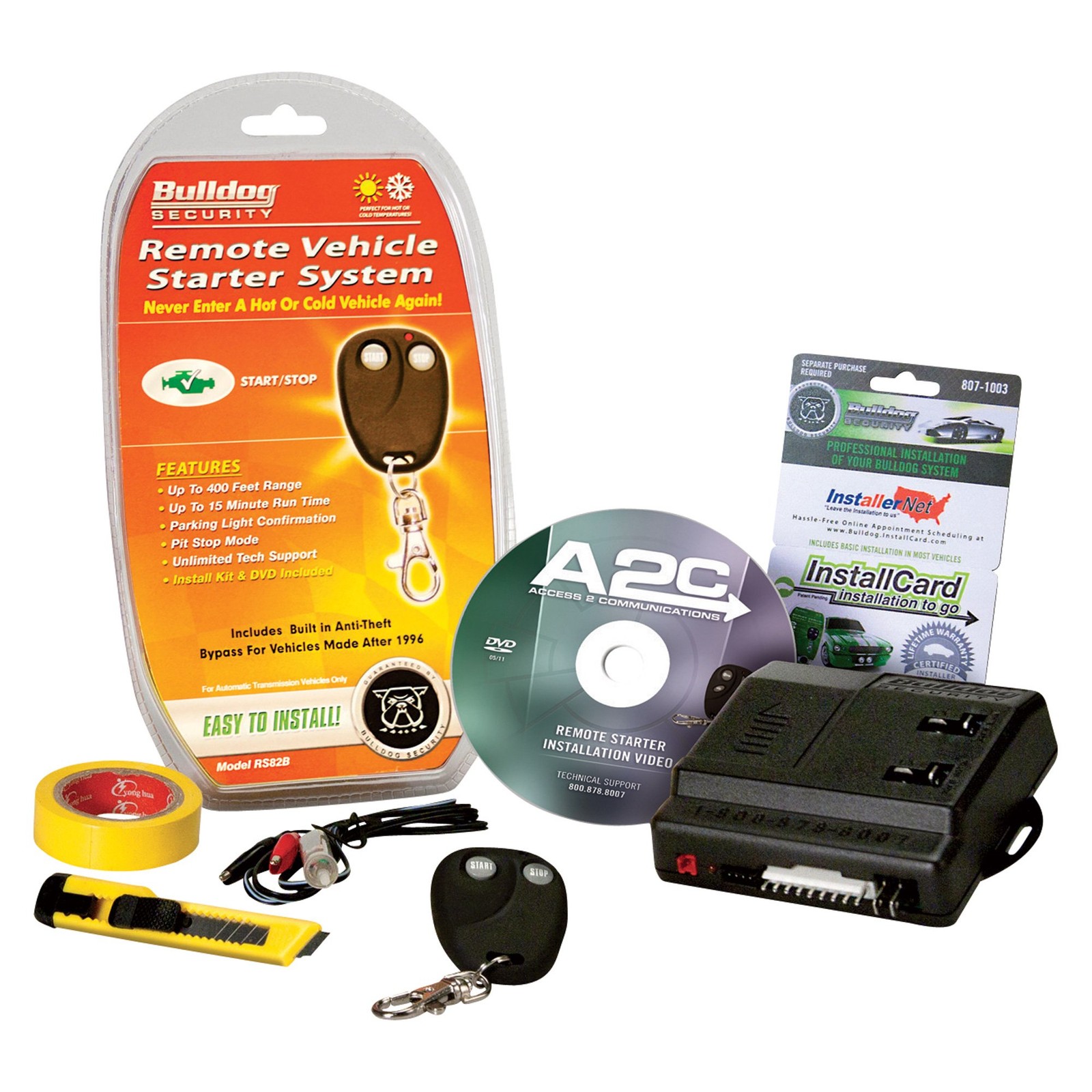 New Bulldog Security Remote Vehicle Starter System Model RS82B Anti-Theft Bypass