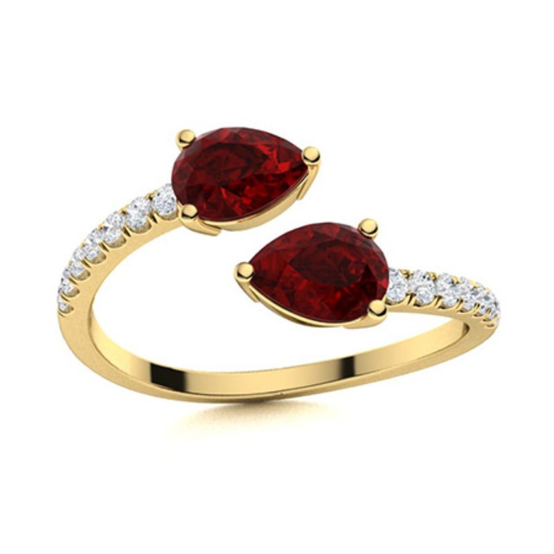 Garnet Stone Prong Art Deco Sister Byapss Womens Gift Ring 925 Silver