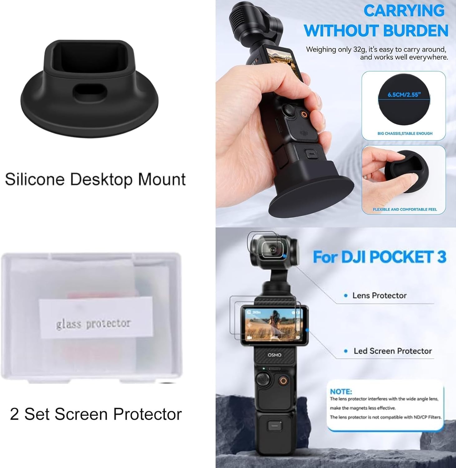 OSMO Pocket 3 Bundle - Tripod, Chest Mount, Screen Protector]]