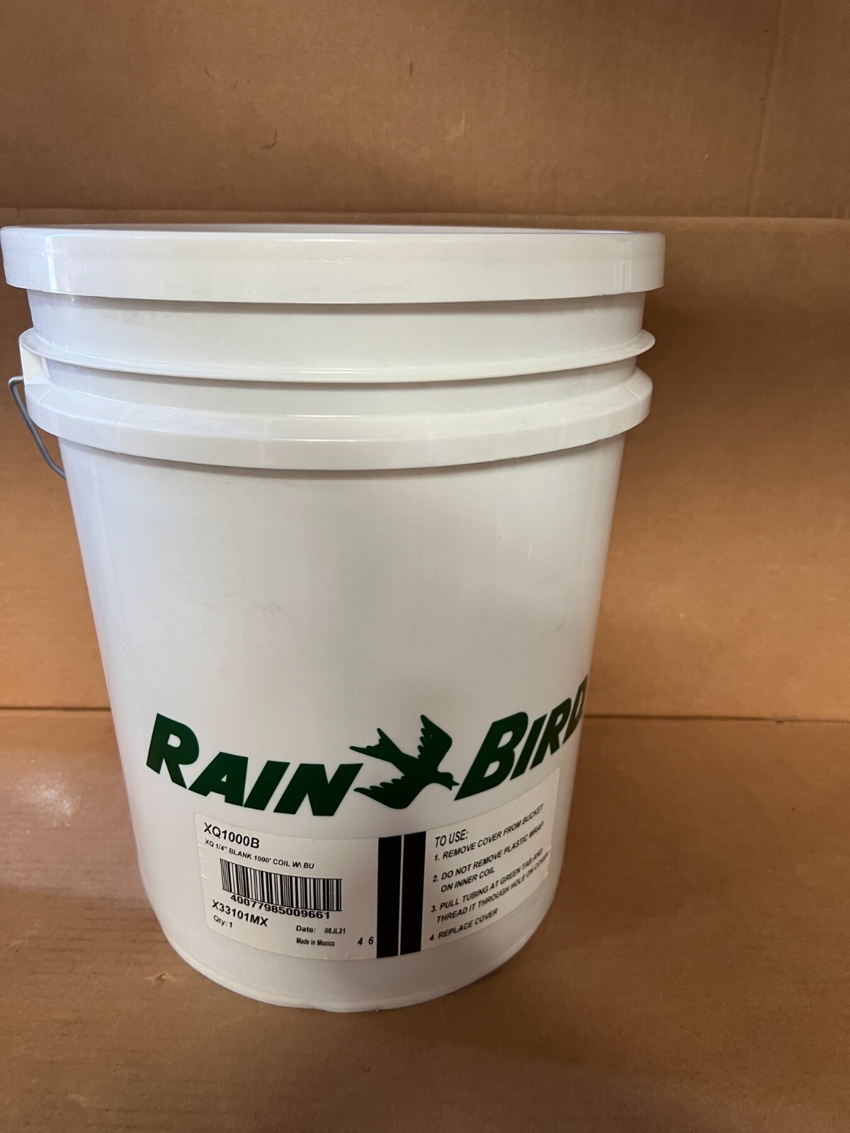Rain Bird XQ-1000-B 1/4" XQ Drip Distribution Tubing 1000' Coil & Bucket XQ1000B