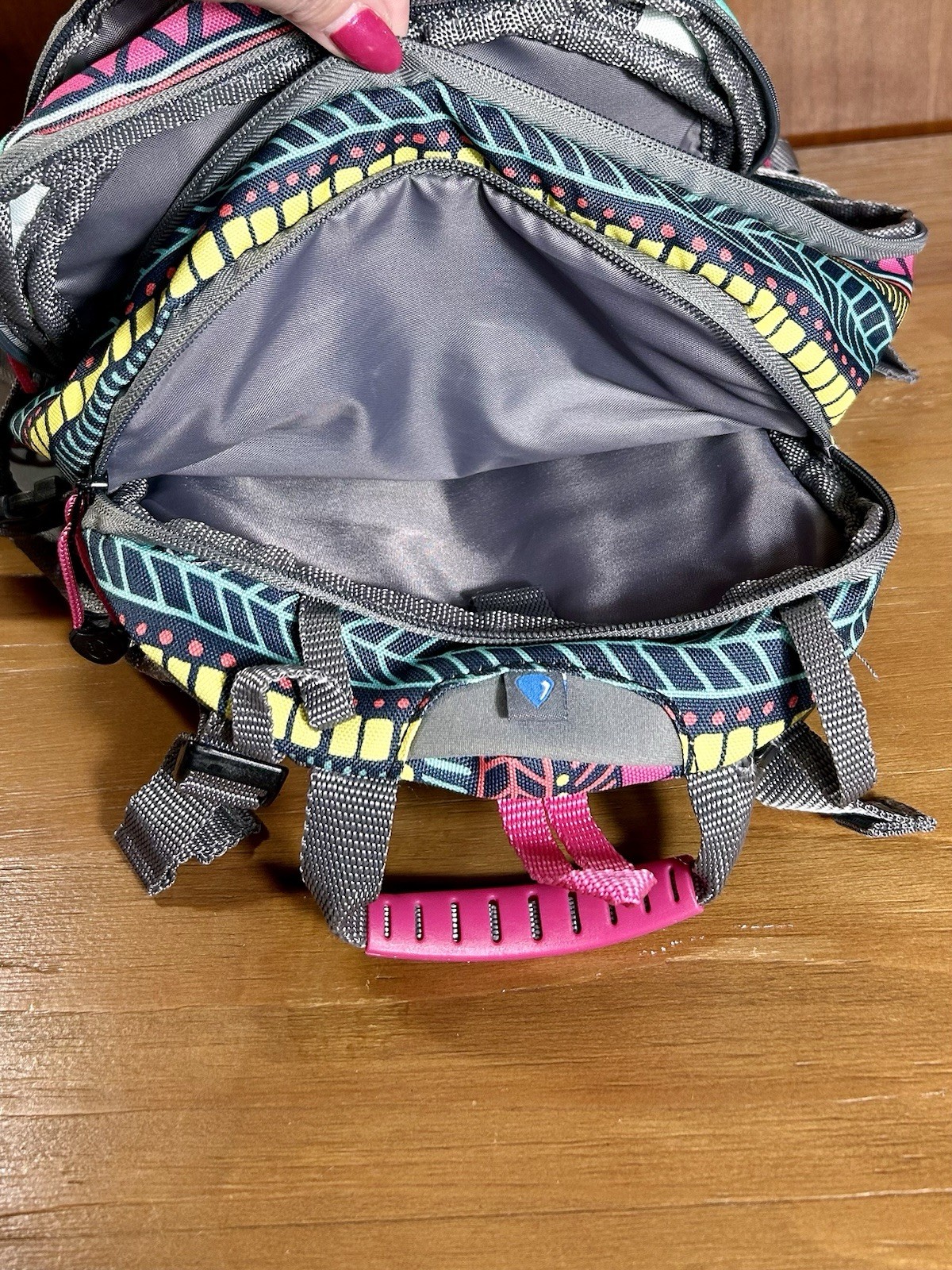 Coleman Hydration Backpack Multi Pocket Adjustable Straps Aqua And Gray