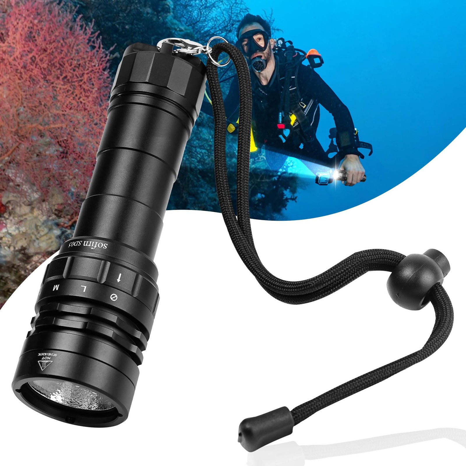 sofirn SD05 Scuba Dive Light 3000 Lumens, Diving Flashlight, 100m Depth