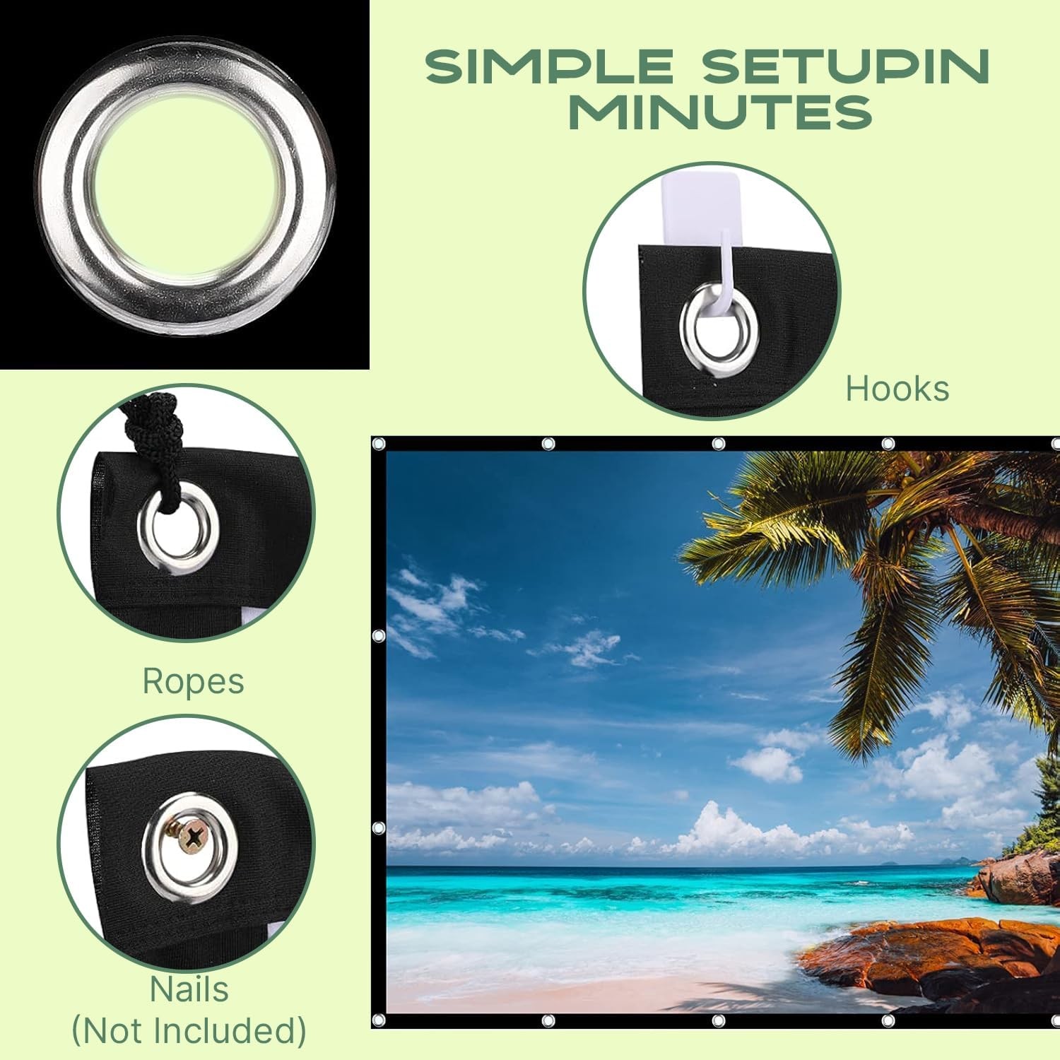 AAJK Projector Screen 150 inch, Washable 16:9 Foldable 150"