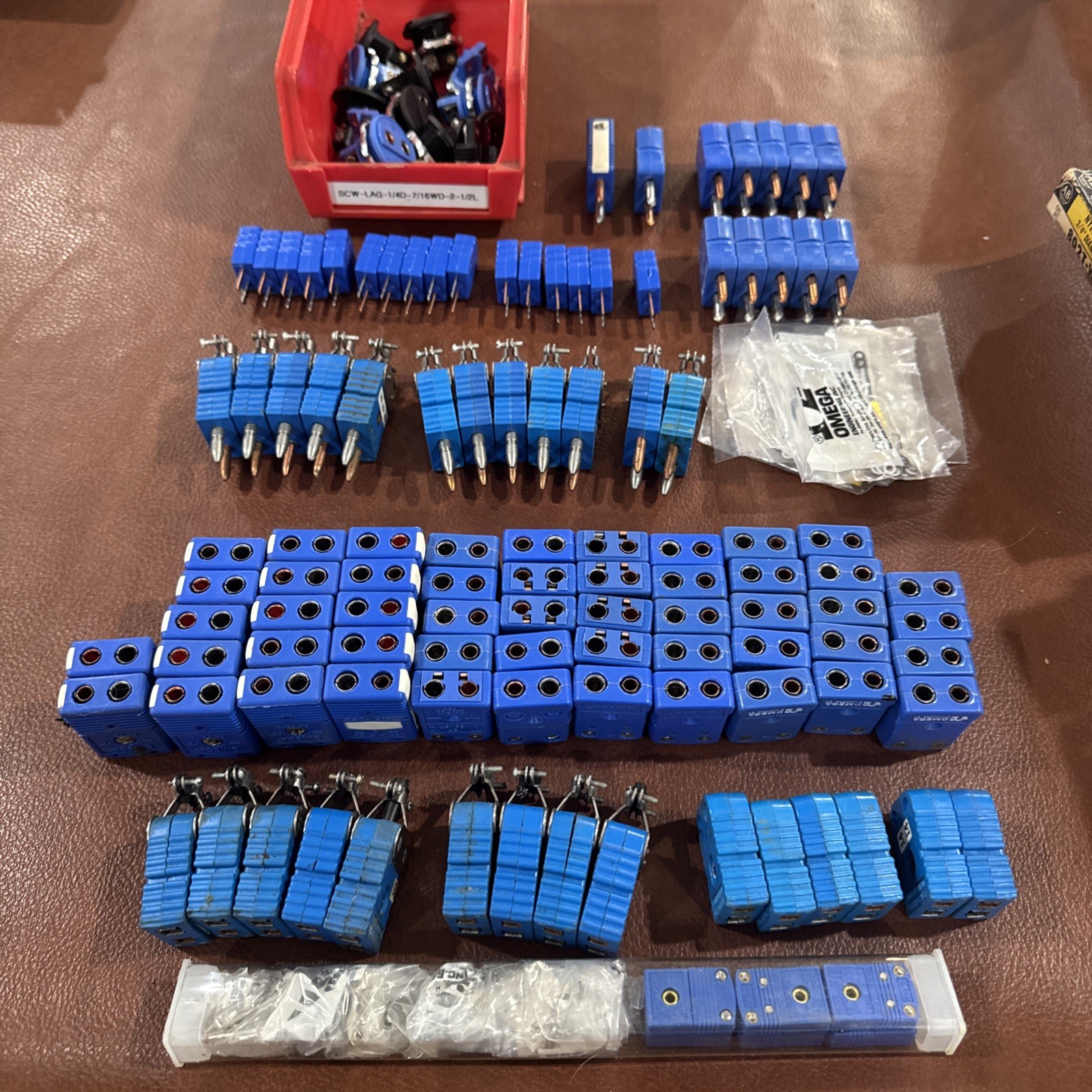 HUGE LOT of 124 OMEGA  Thermocouple Connectors And Plugs Jacks Blocks NEW!