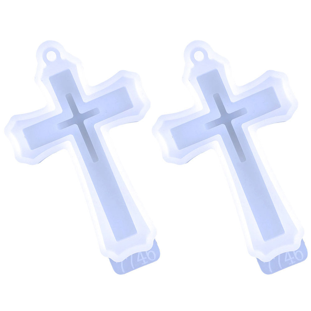 2PCS Silicone Molds Jelly Molds White DIY Cross Pendant Keychain Gummy
