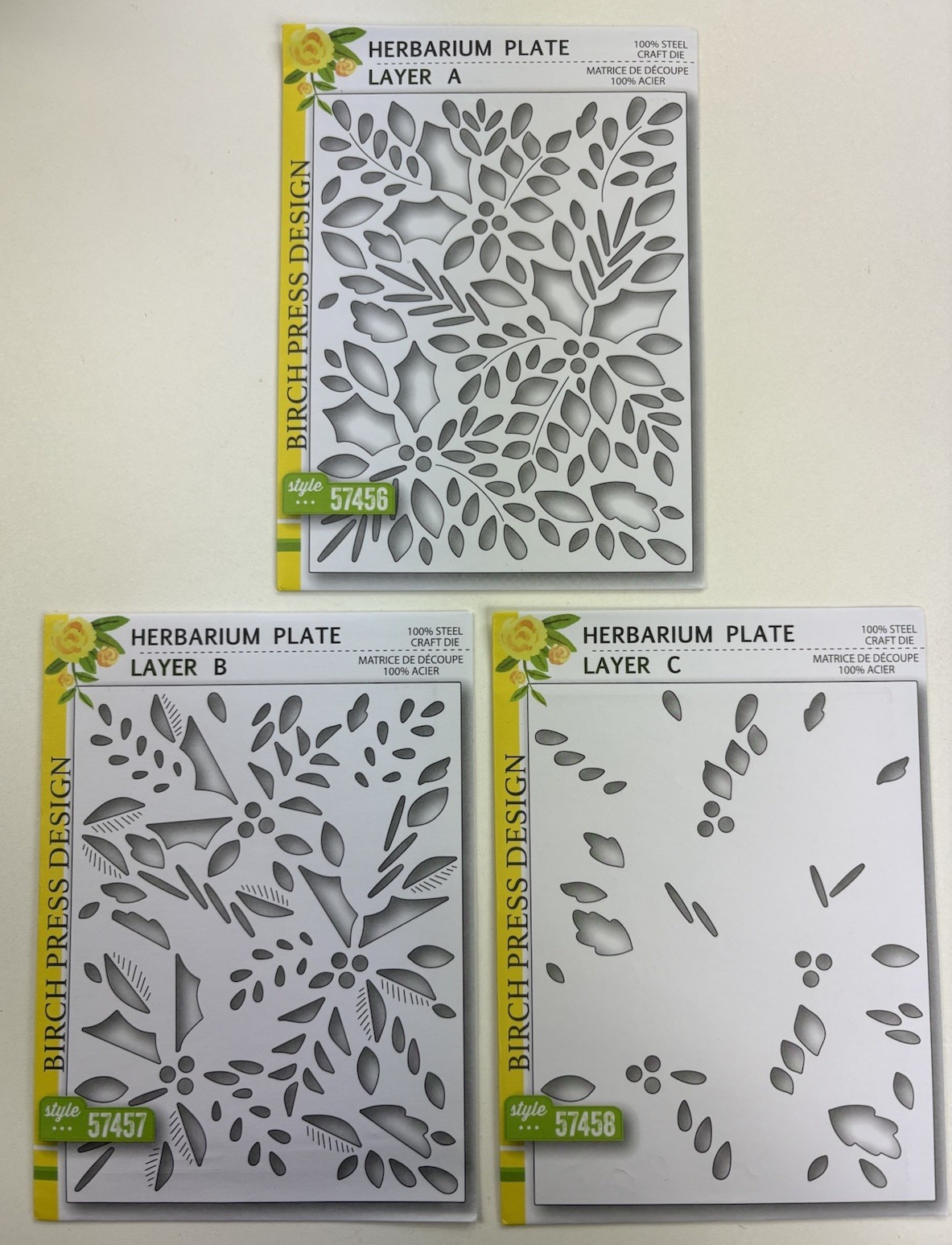 Birch Press Design Herbarium Plate 3 Layer Die Set Styles 57456 57457 57458