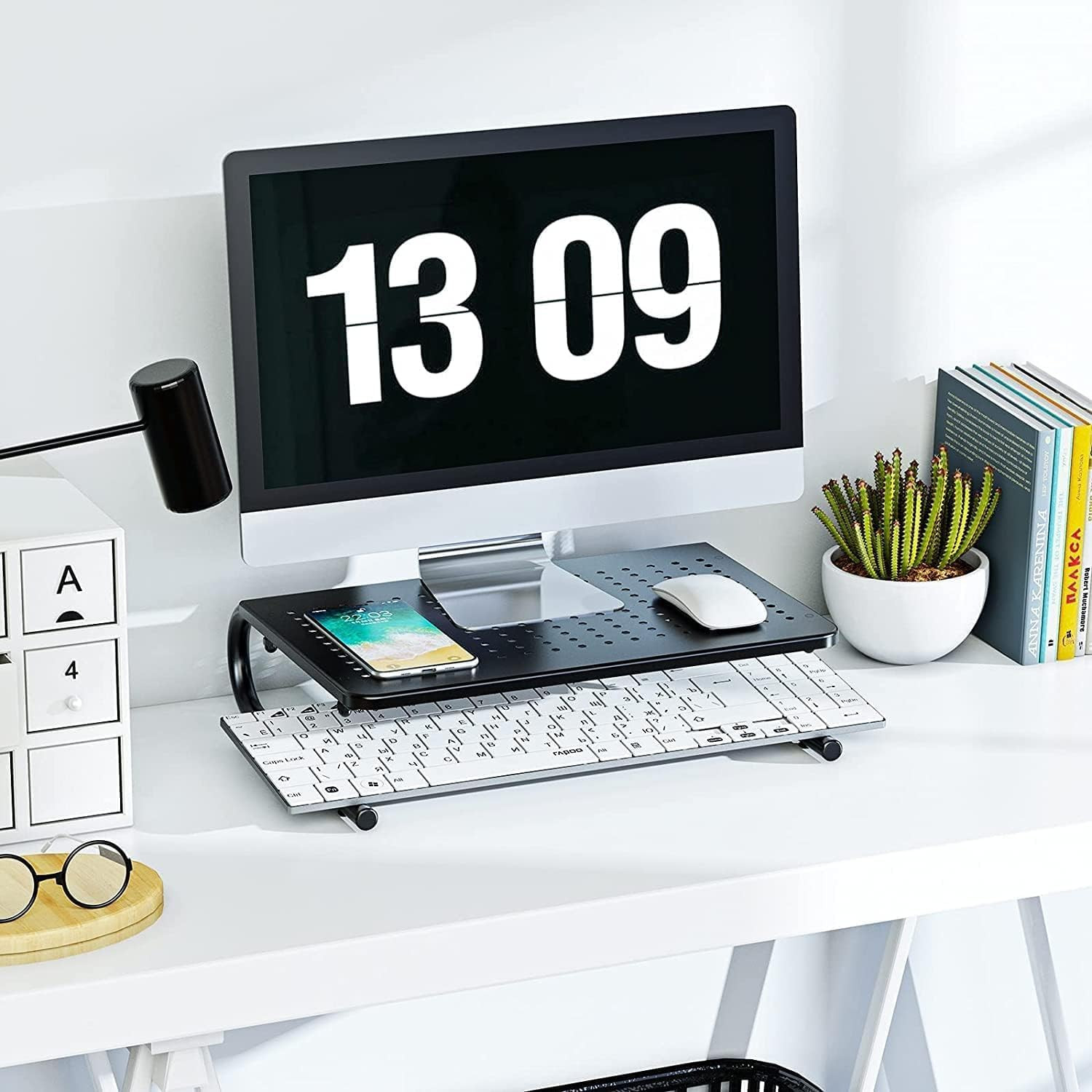 Monitor Riser for Desk, Desk Organizer,Laptop Shelf w/Vented for Screen, Comp...