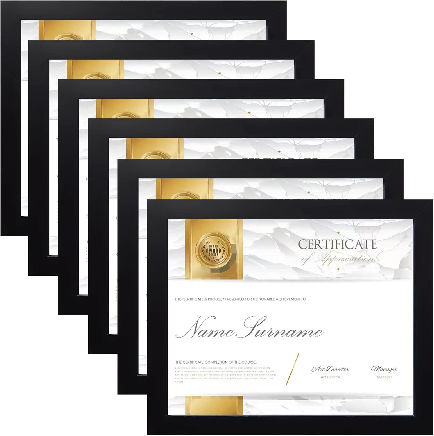 8.5 X 11 Frame Certificate Document Frame Set of 6, Diploma Frame for Wall and T