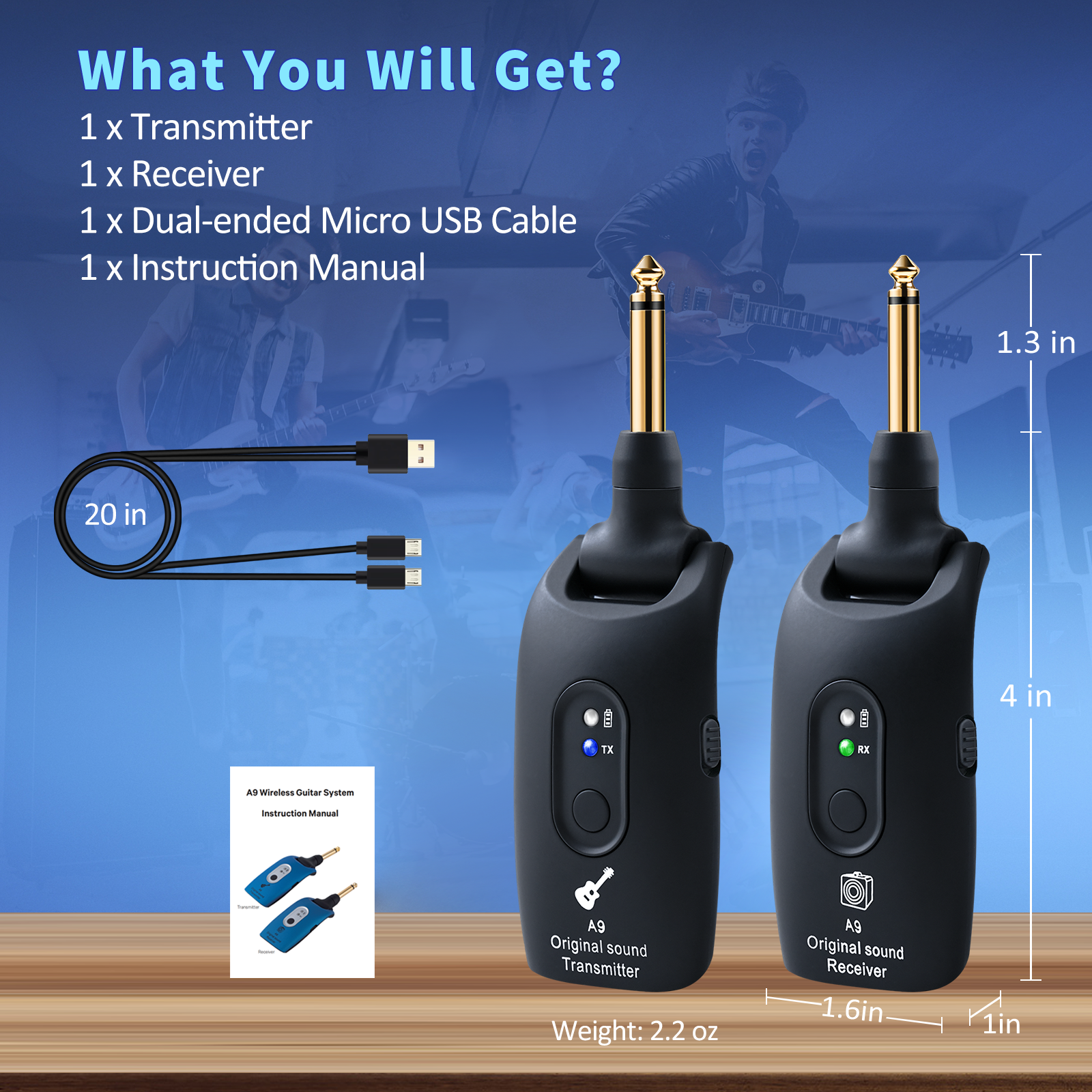 Wireless Guitar System Wireless Audio Electric Guitar Transmitter Receiver USA