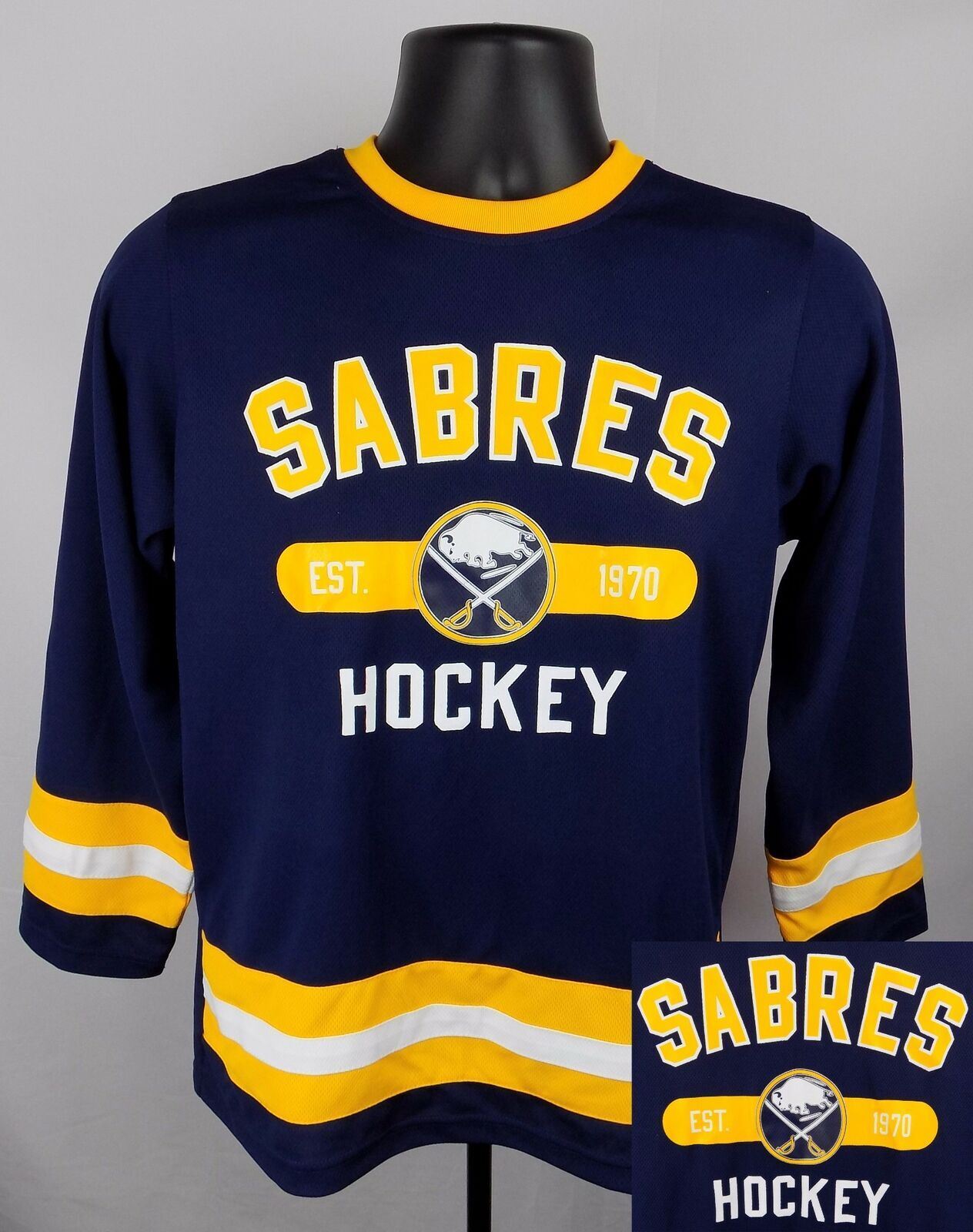 Buffalo Sabres Jersey Boy's XL (16 - 18) Blue Team Logo Kids Jersey New ST66