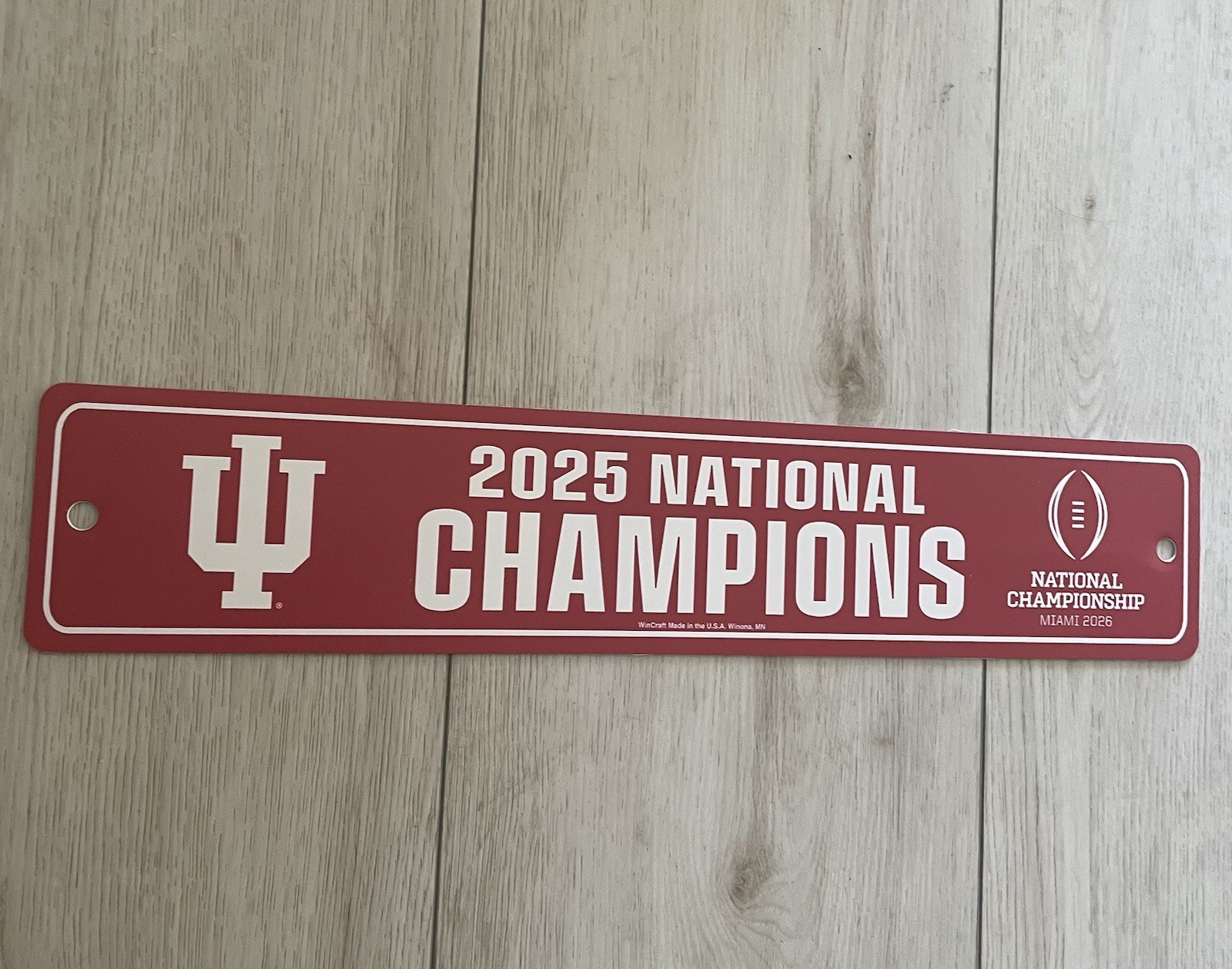 Indiana Hoosiers 2025-2026 CFP National Champions Street Sign 3x19” Official