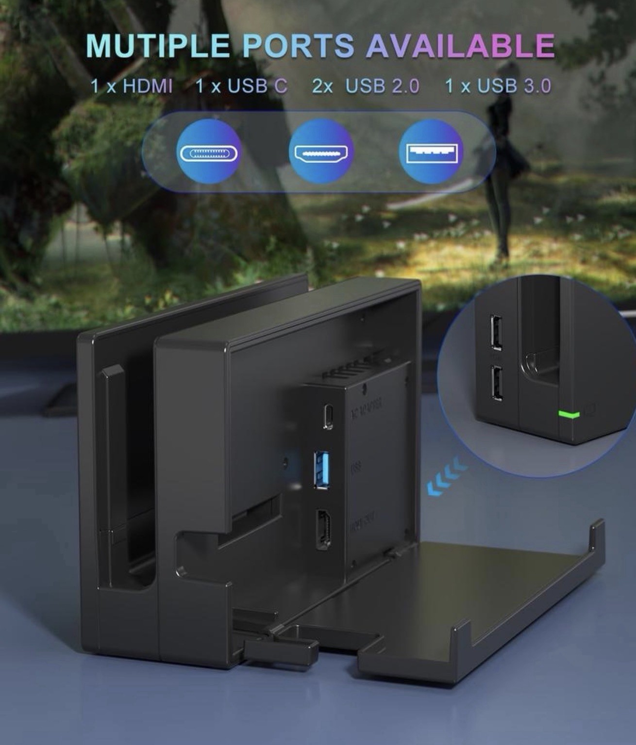 Dock Station for Switch/Switch OLED, Replacement 3-in-1 TV Dock Set with Origina