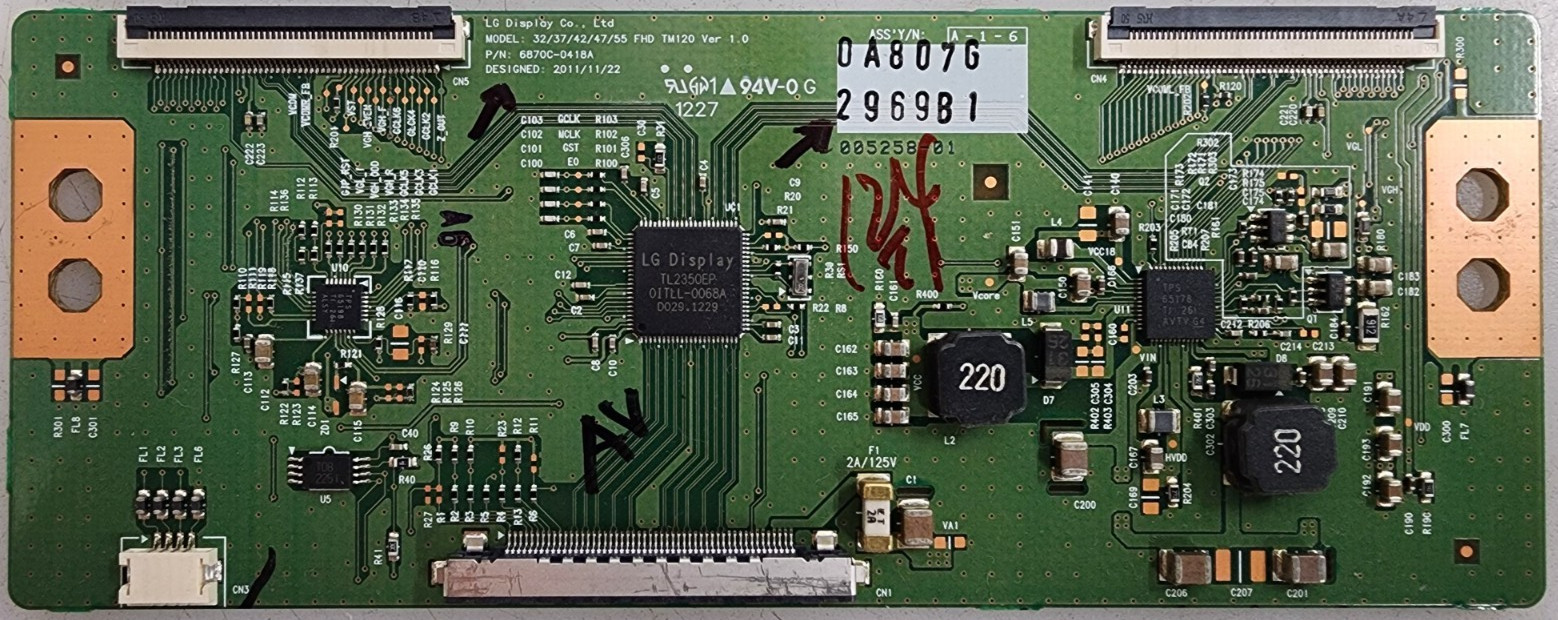 LG 47LS4500-UD 47LM4600-UC 47LM4700-UE T-Con Board 6871L-2969B, 6870C-0418A