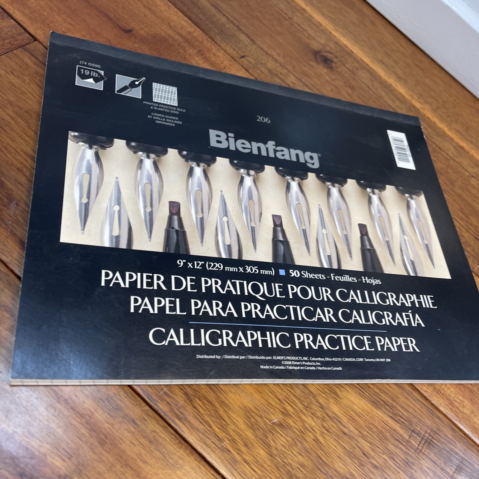 Bienfang Caligraphy Practice Pad 50 Sheets 9X12 Ruled and Slanted Grid
