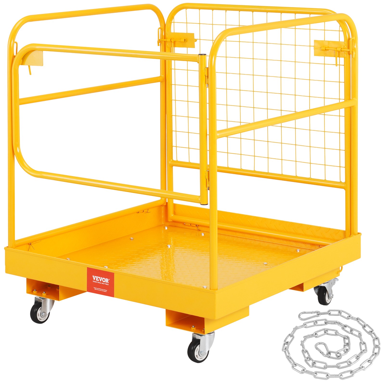 VEVOR Forklift Safety Cage Work Platform 36x36 in 1200lbs with Wheels for Aerial