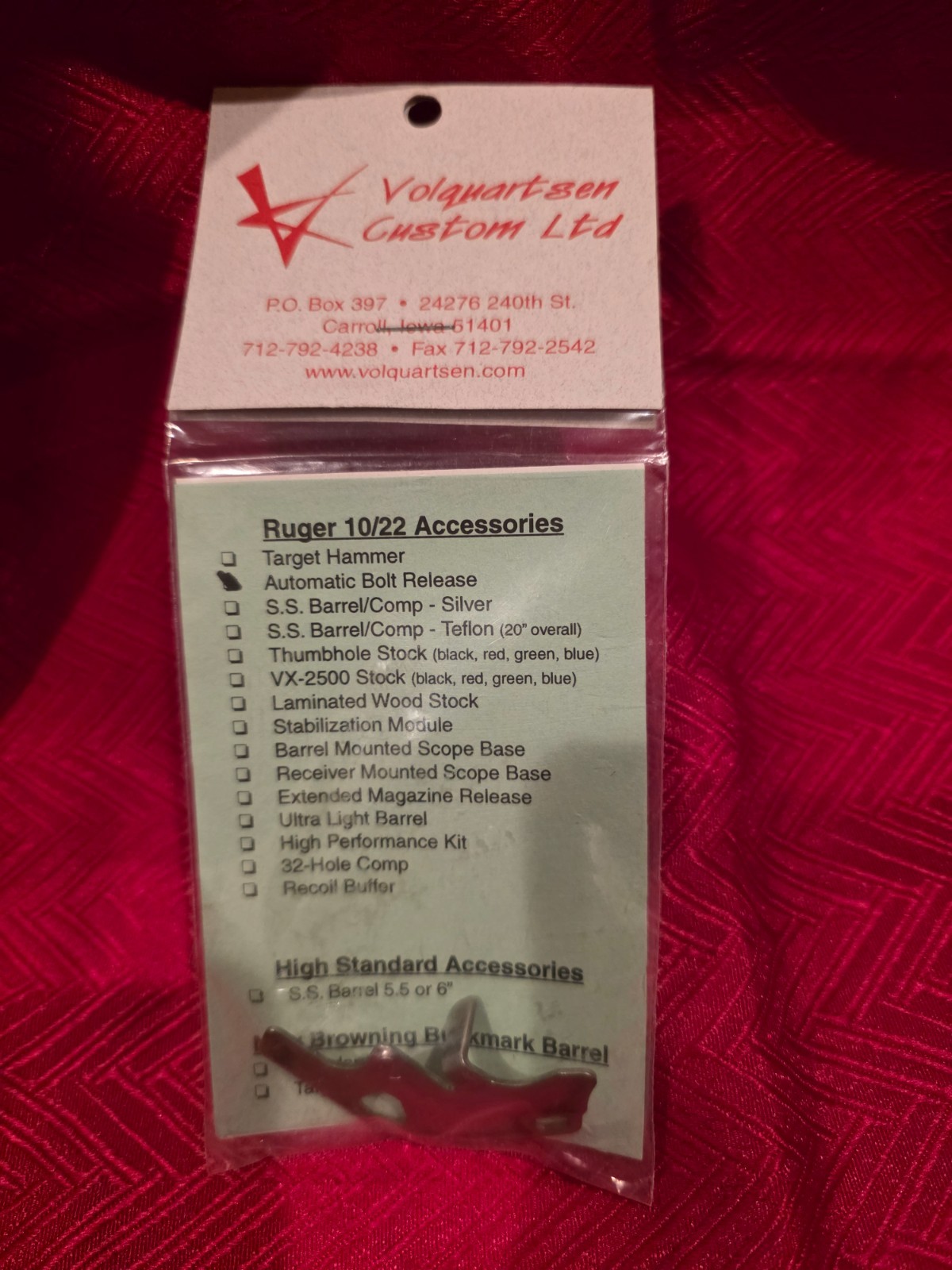 Volquartsen Ruger 10/22 Automatic Bolt Release (Holds Bolt Open)
