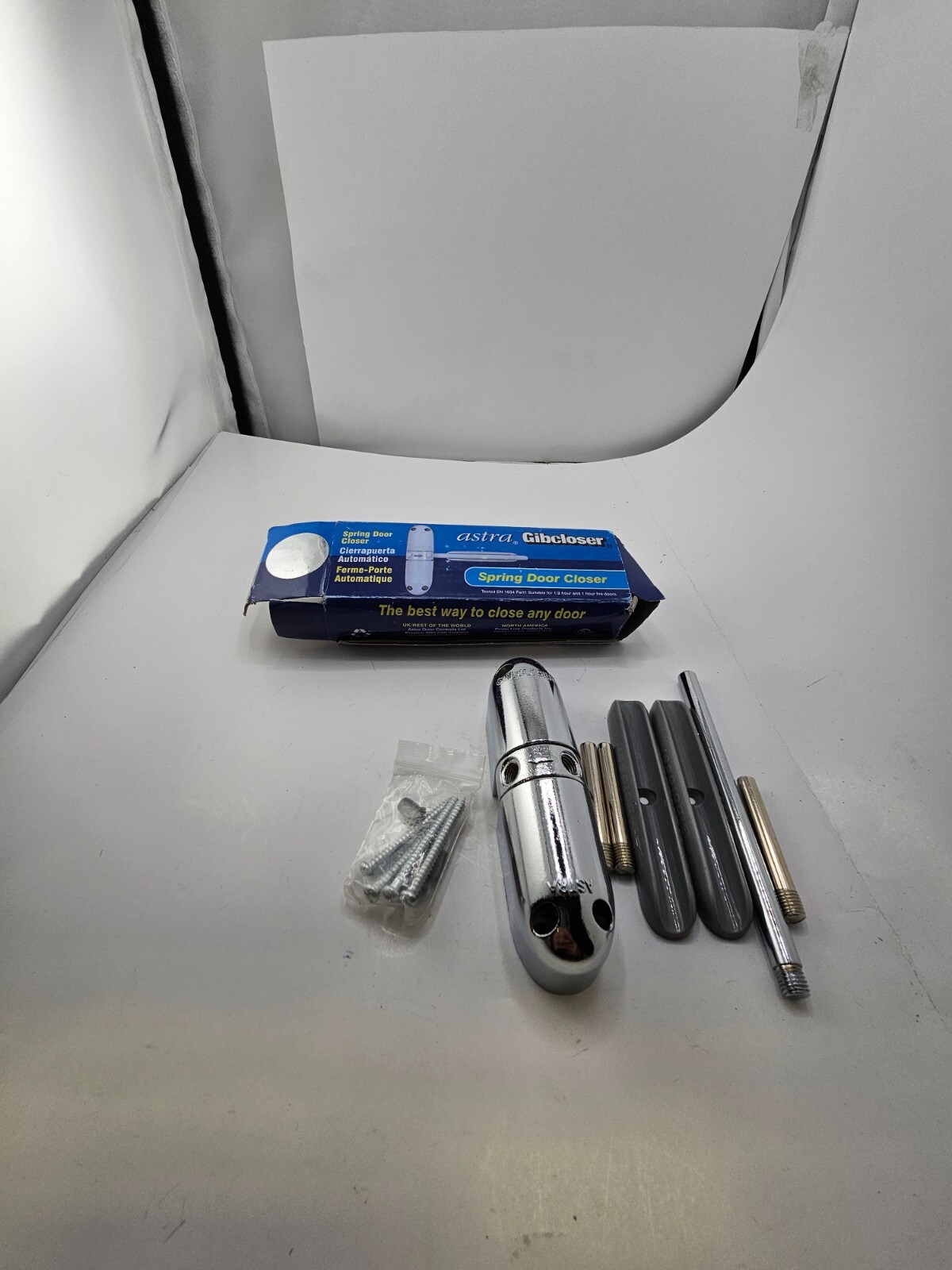 (QTY 6) Astra Gibcloser, Chrome Plated Automatic Door Closer KC67US