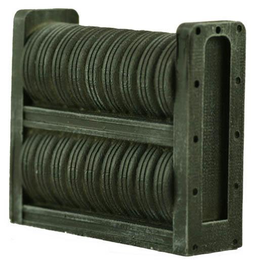 TIRE Racks loaded with Tires O Scale Finished Detail 2 Pack 1/48 scale