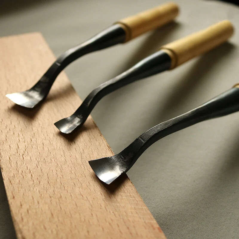 3 Pieces Elbow Chisel Wood Carving Dig Hole Spoon Knife Dish Tray Tools
