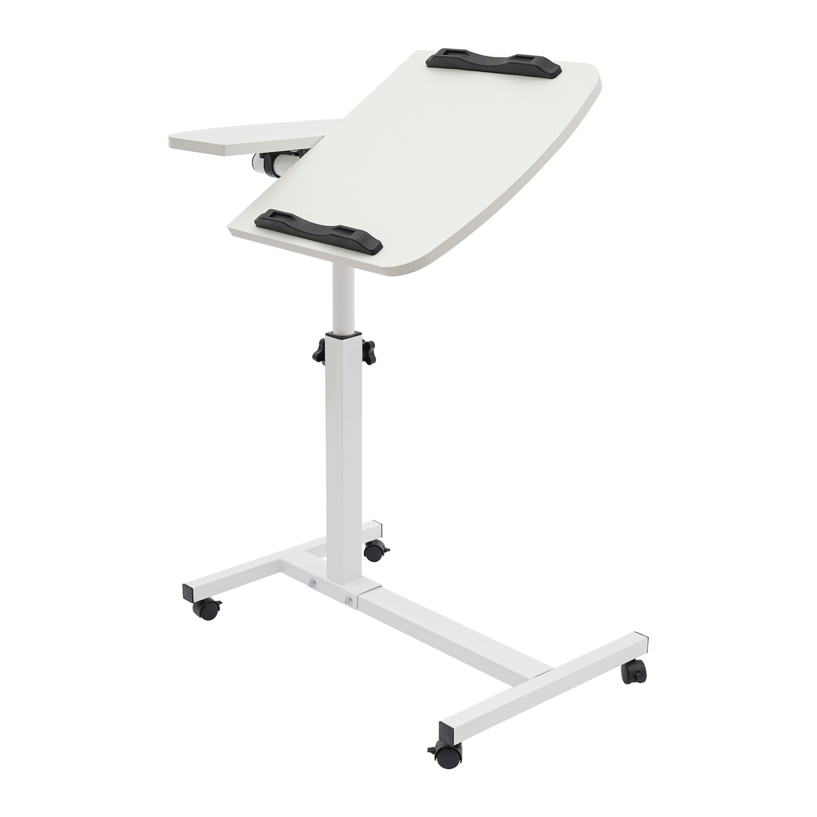 Rolling Laptop Desk Stand Sofa Table Overbed Food Tray Rack Height Adjustable