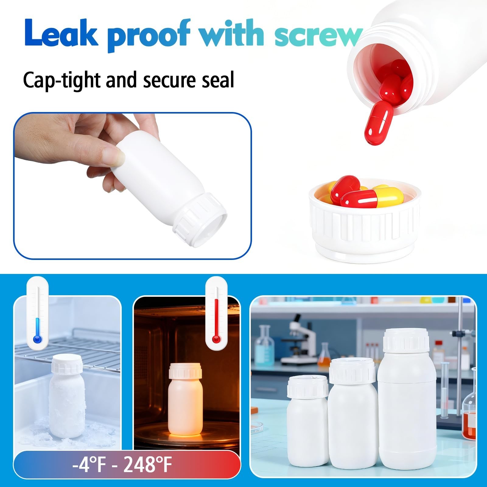 2Pack 16.8oz (500ml) Food-Grade Plastic Travel Bottles - Stackable Empty Smal...