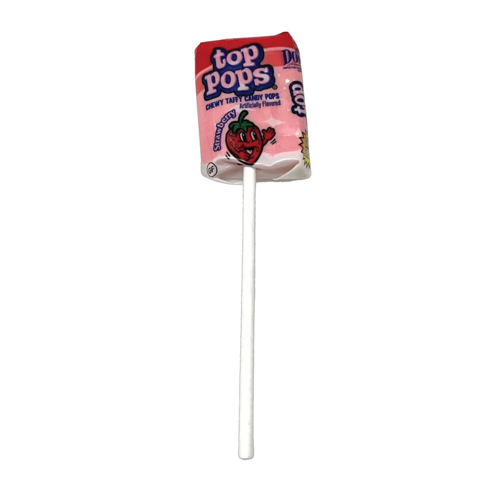 24x Pops Dorval Top Pops Strawberry Flavor Chewy Taffy Candy Pops - .35oz