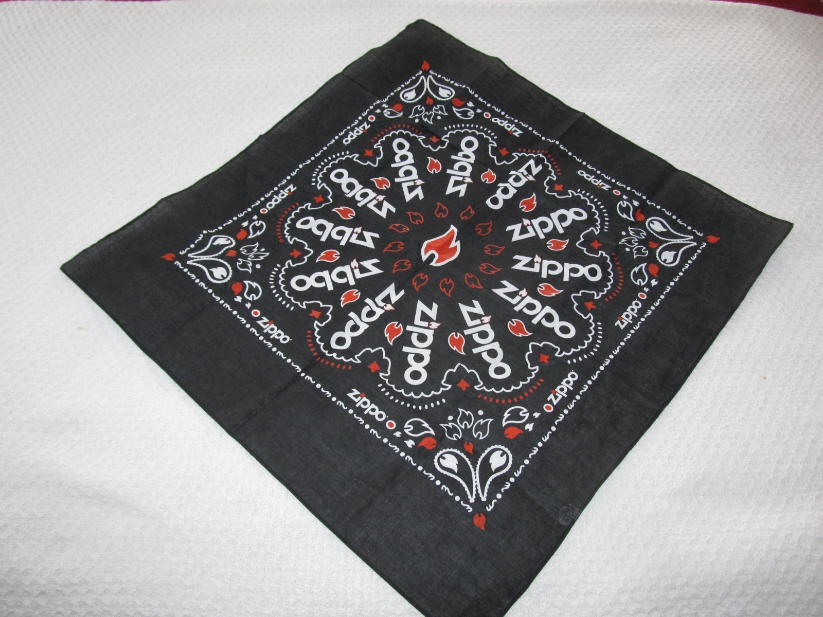 Zippo Promotional Bandana Paisley Print in Red, White & Black Zan Headgear VTG