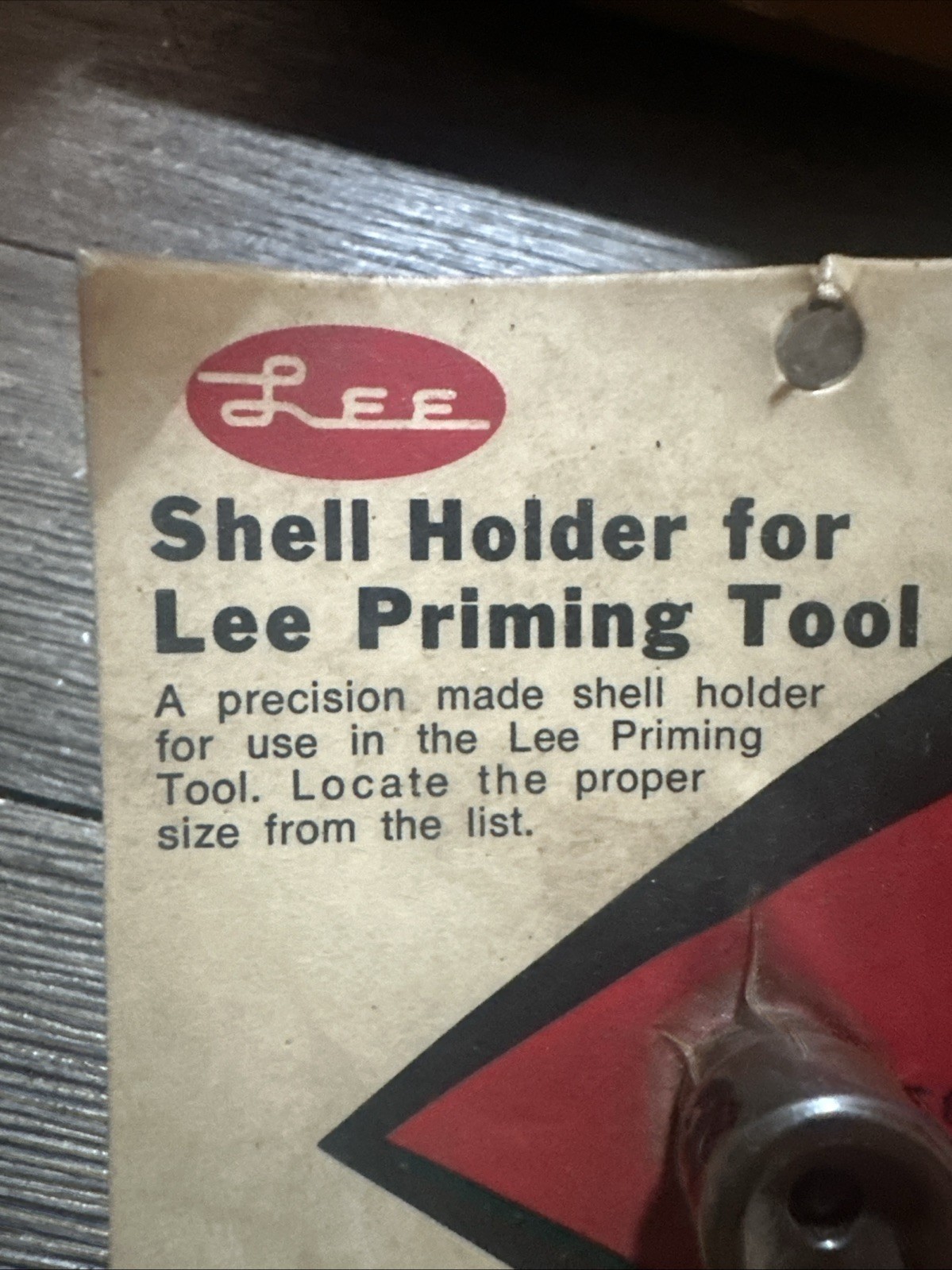 Shell Holder for LEE Priming Tool Size J Screw-in Type NOS Sealed Package