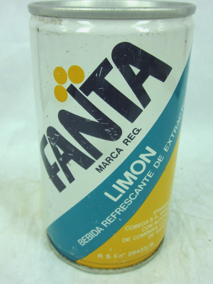 vintage FANTA LIMON Spain Soda pop crimped steel can by Coca Cola