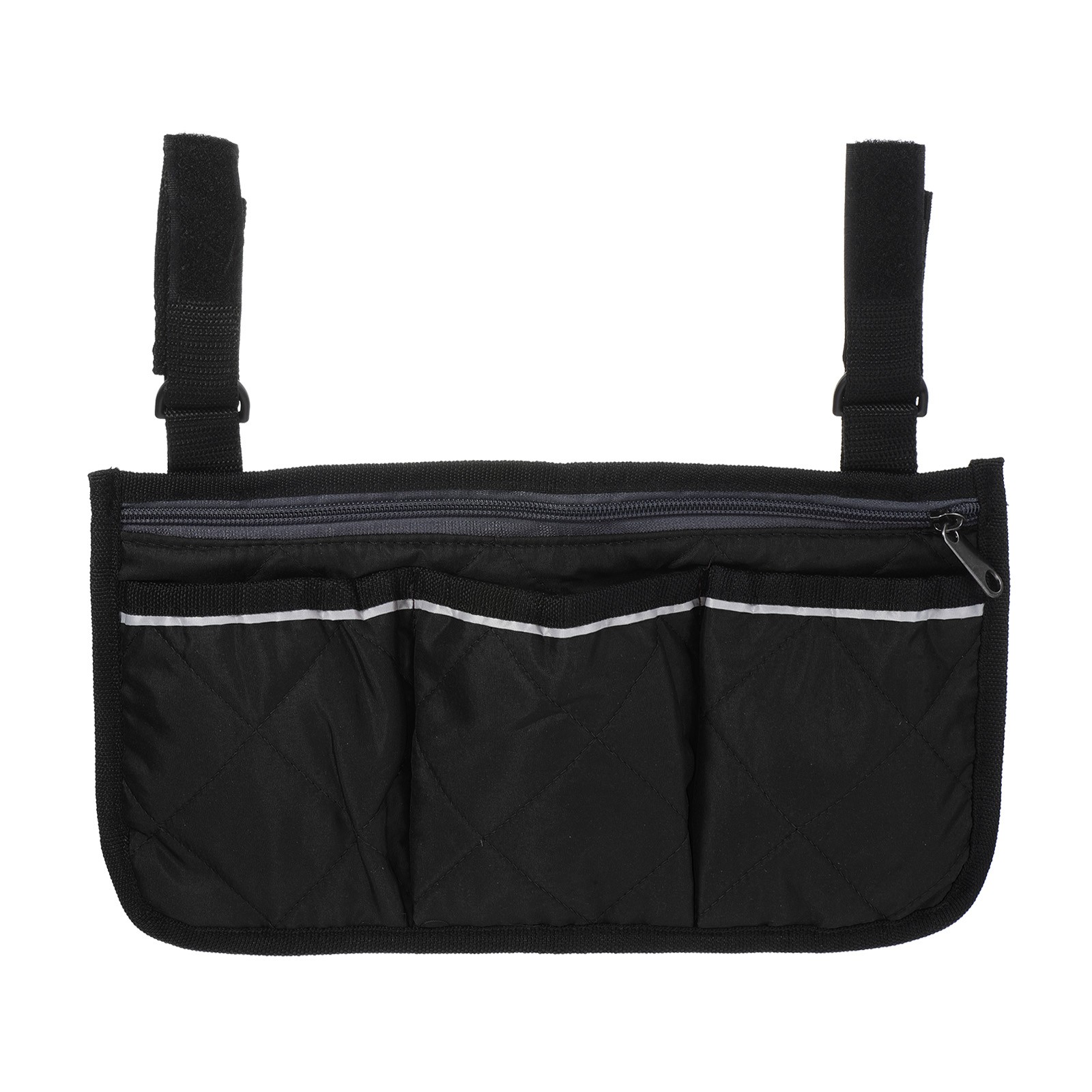 Chair Armrest Organizer 4 Pockets Book Holder with Straps Black