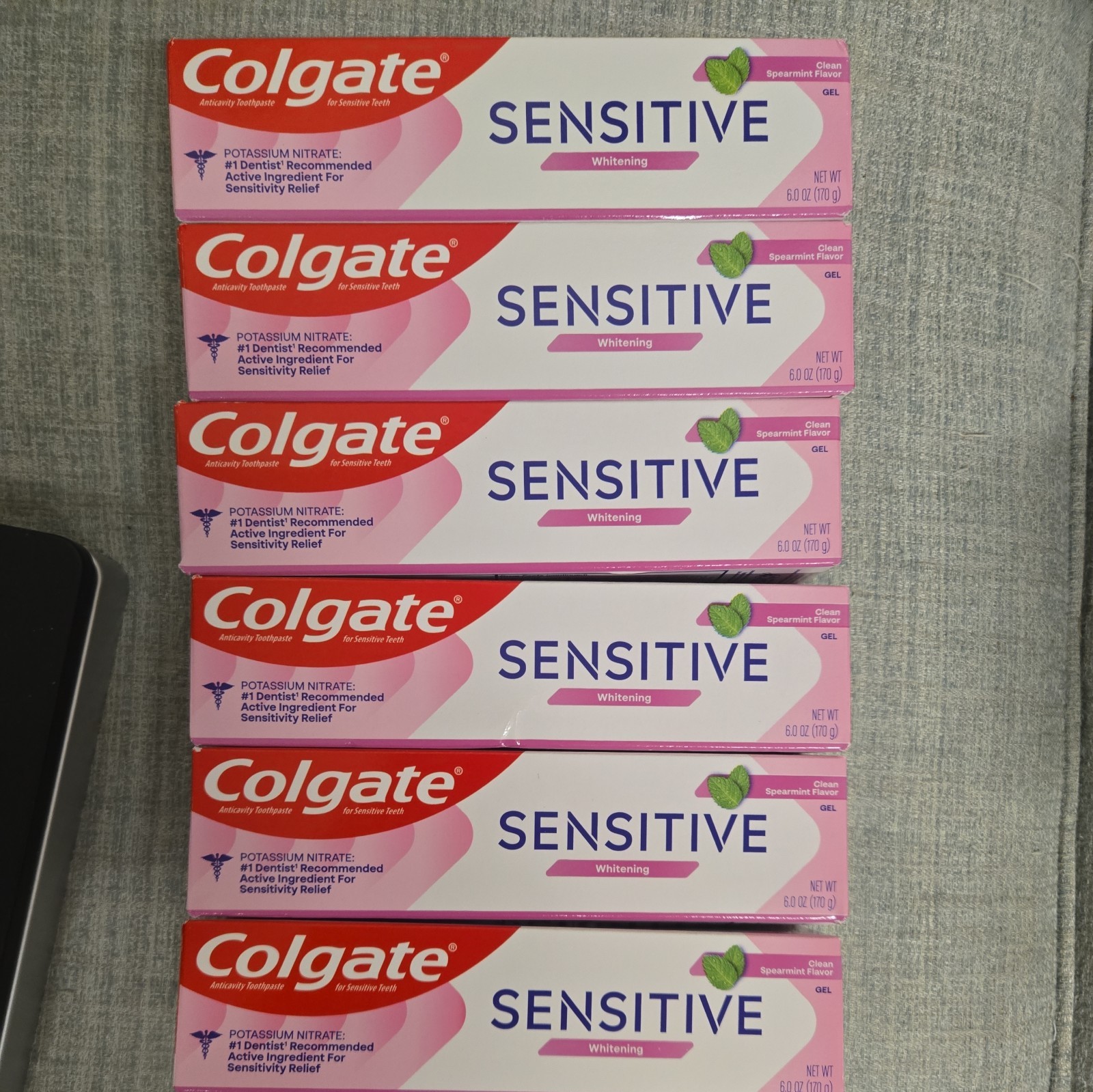 Lot 6 Colgate Sensitive Max Strength Whiten Toothpaste Spearmint Gel 6oz