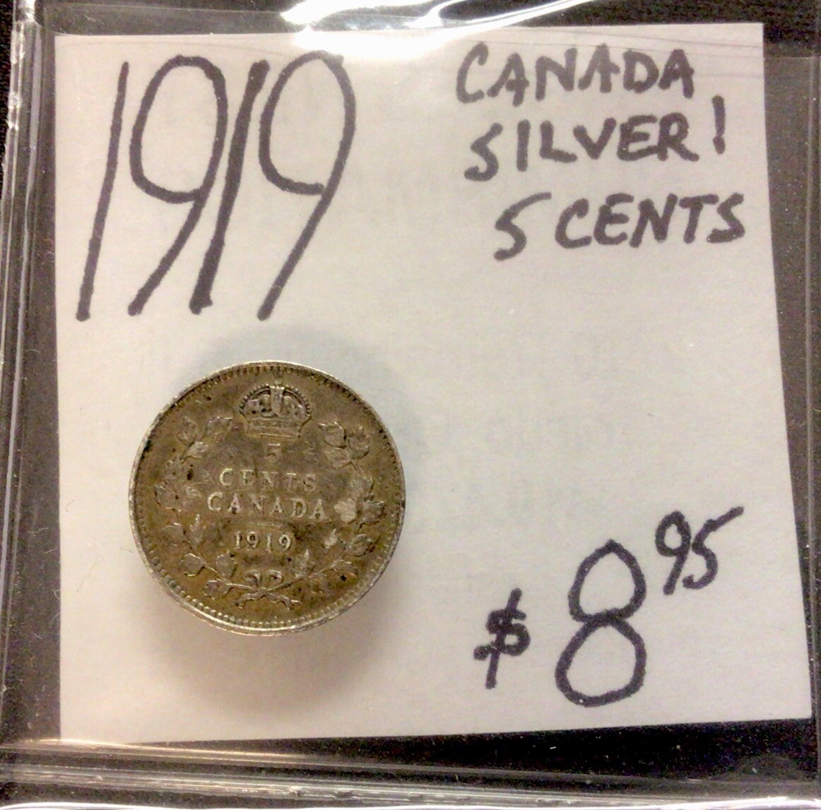 1919 Canada Silver! 5 Cents! ENN Coins