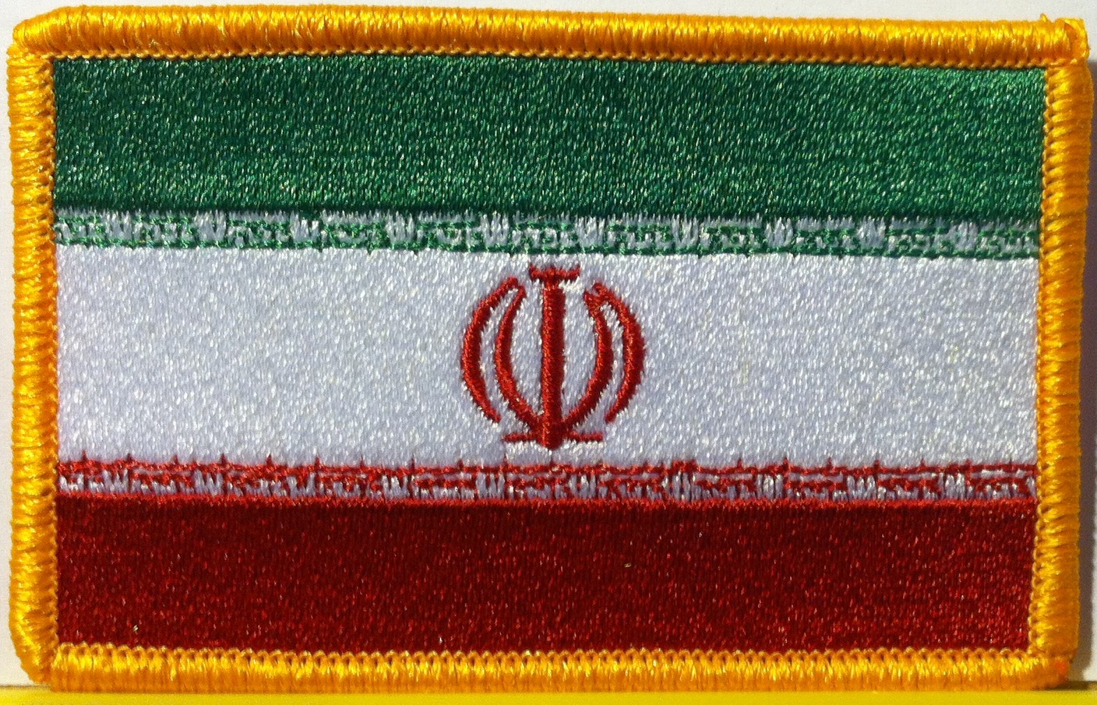 IRAN Flag Patch Military W/ VELCRO® Brand Fastener Gold Emblem #01