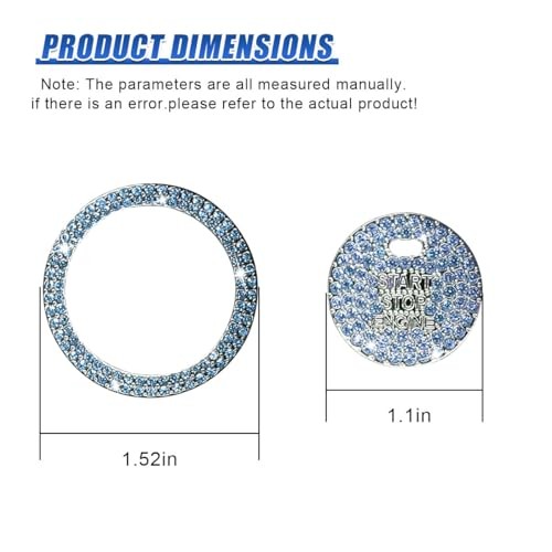 Bling Car Engine Start Ring Sticker, Anti-Scratch Auto Key Ignition Button Blue