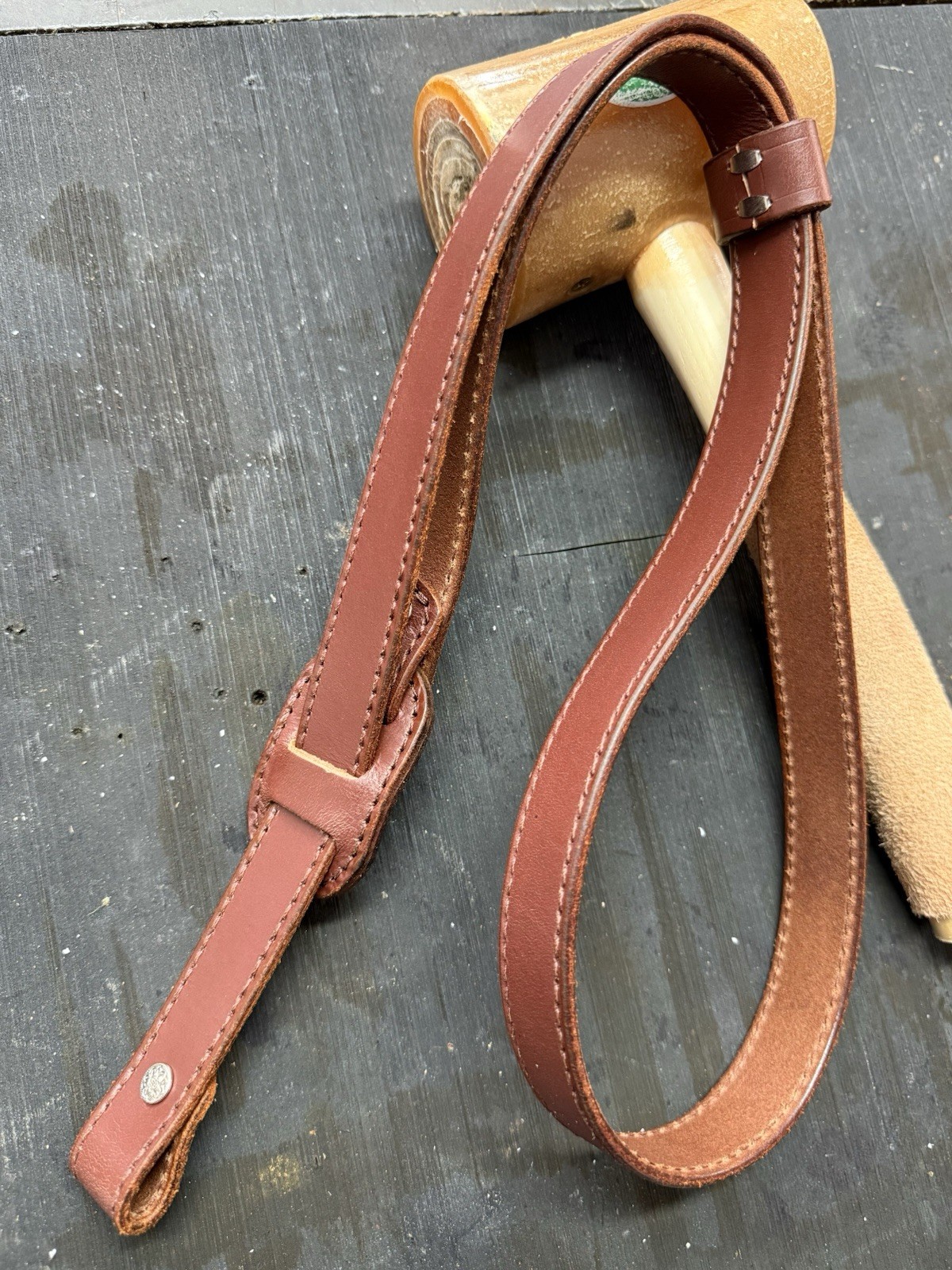 Brown Handmade Leather  Rifle Shoulder sling Brown Stitching