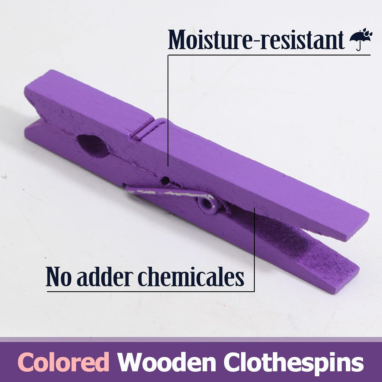 2.9 Inch Wooden Clothes Pins, Purple, 50 Pcs | Wooden Clothespins, Birchwood,...